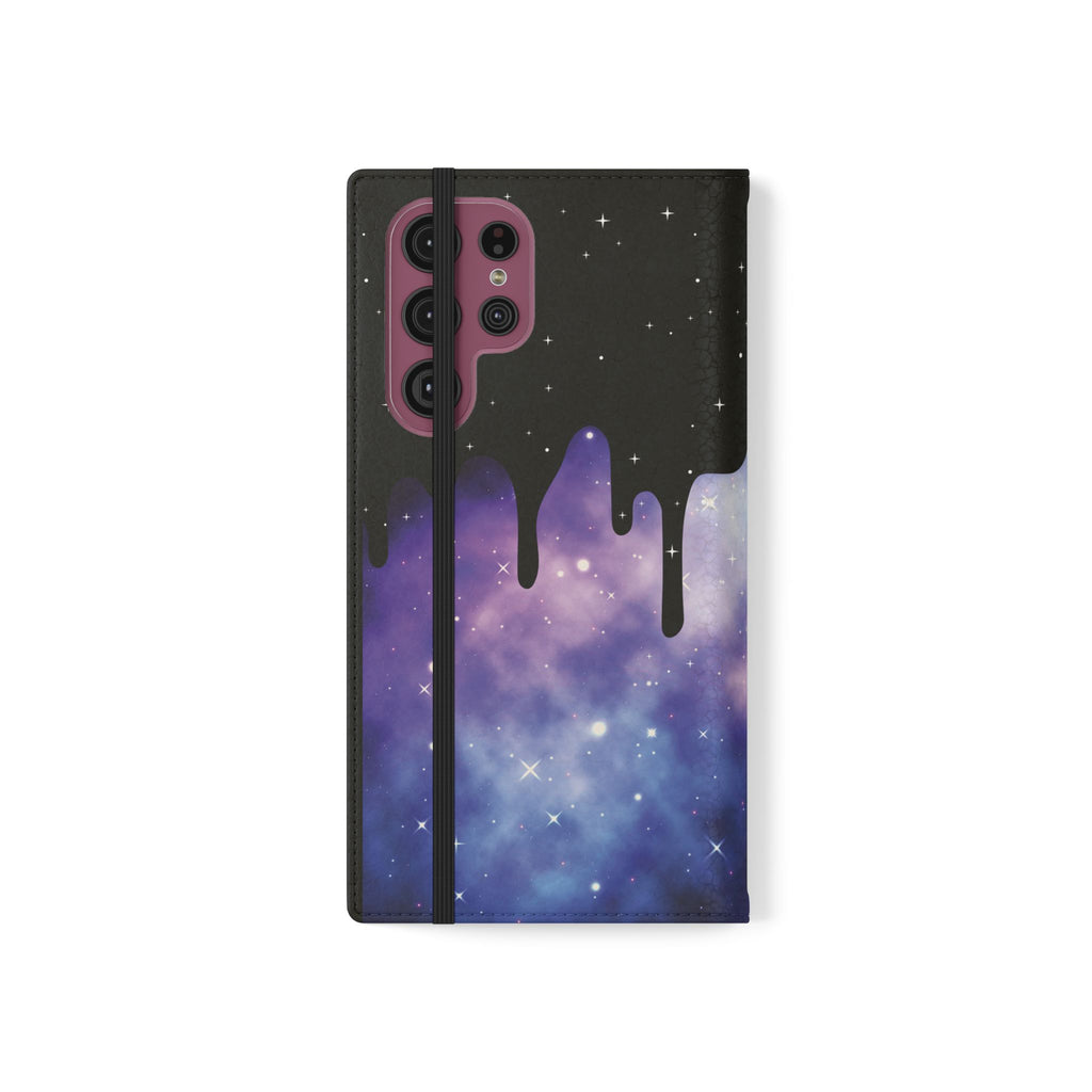 Pastel Goth Drippy Galaxy Flip Wallet Phone Case - Wallet Case for Samsung and iPhone - Gothic Style Wallet Phone Cases