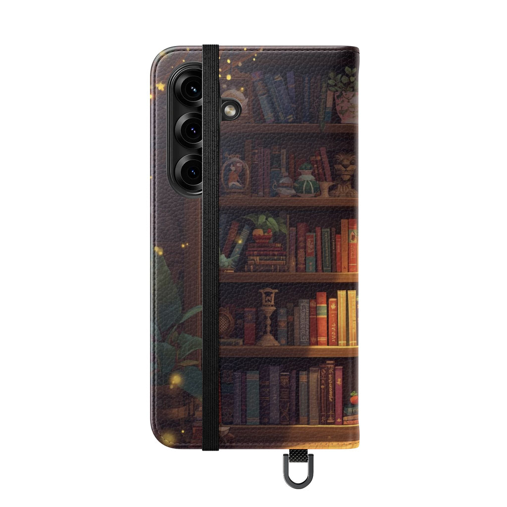 Whimsigoth Bookcase Wallet Flip Case - Romantasy Reader Phone Wallet - Book Pattern Flip Case - Bookish Phone Case