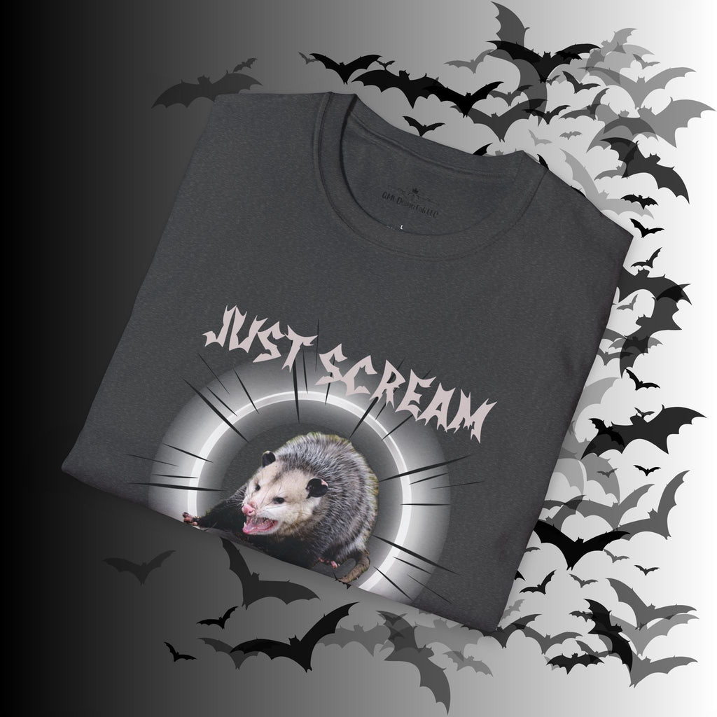 "Just Scream" Possum T-Shirt — Edgy Humor Gothic Tee