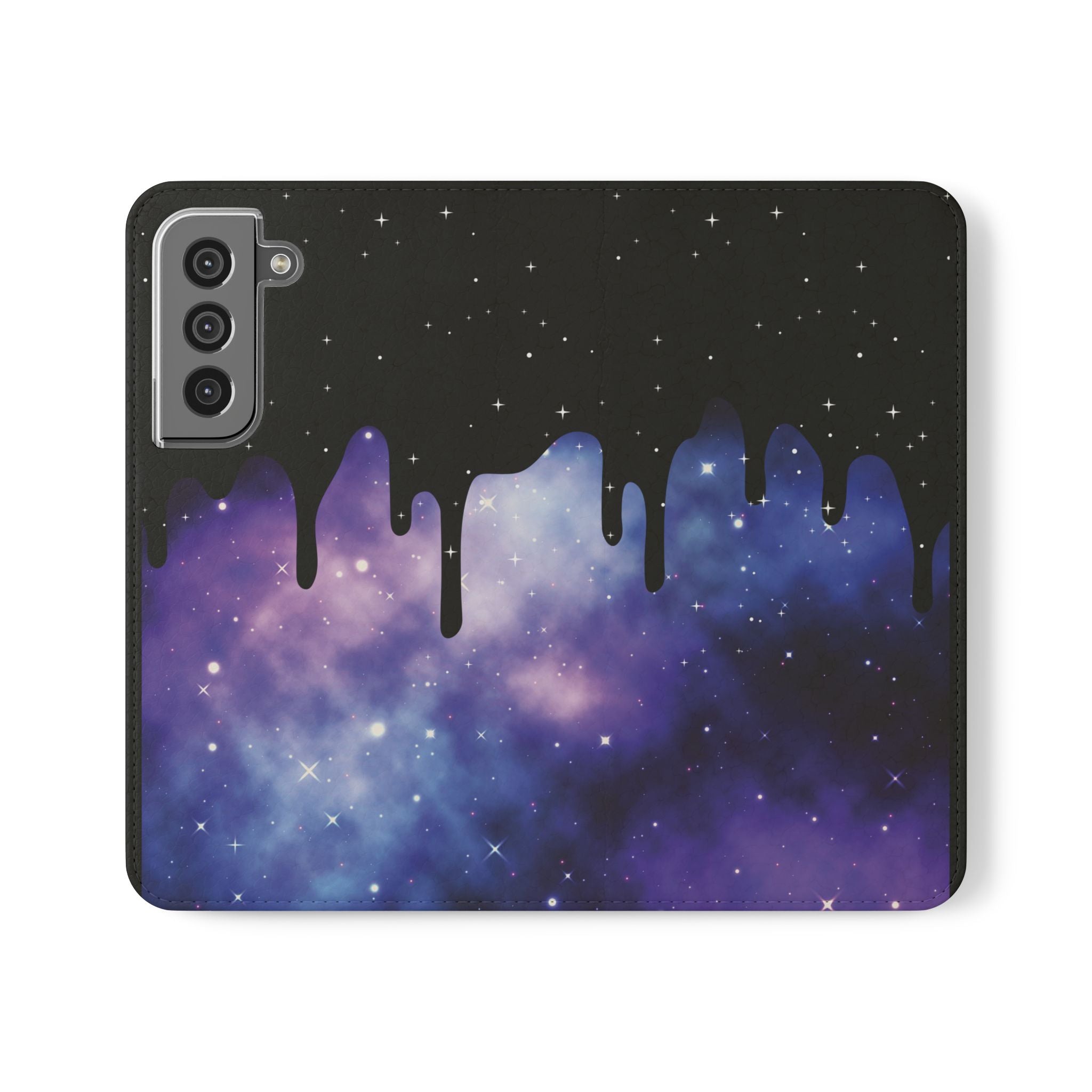 Pastel Goth Drippy Galaxy Flip Wallet Phone Case - Wallet Case for Samsung and iPhone - Gothic Style Wallet Phone Cases