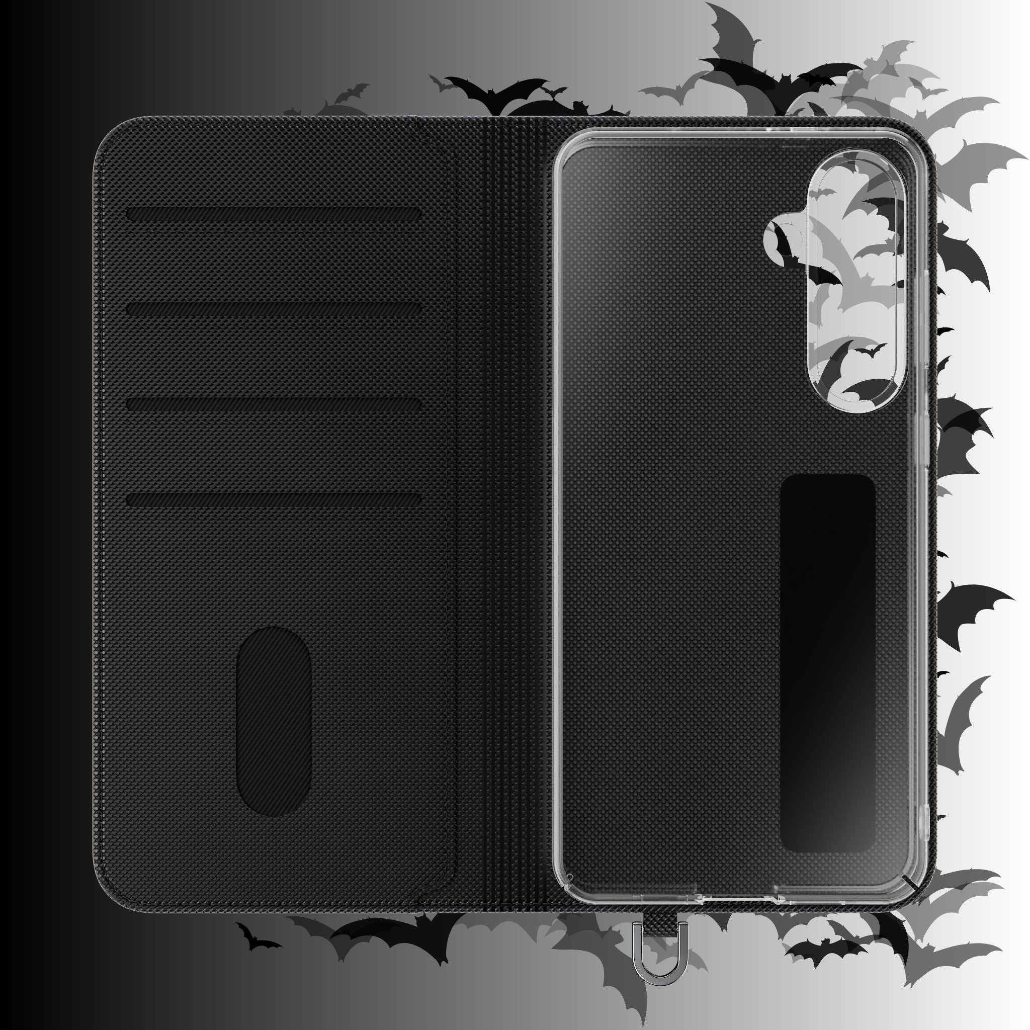 Gothic Bat Wallet Flip Case - Elegant Goth Phone Wallet - Bat Pattern Flip Case - Gothic Phone Case - Stylish Wallet Phone Case