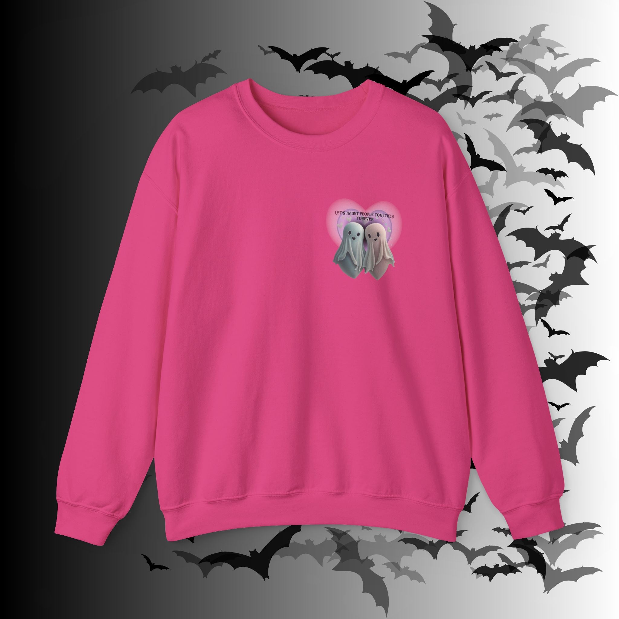 Let's Haunt People Together Forever Crewneck Sweatshirt — Gothic Valentine's Couples Ghost