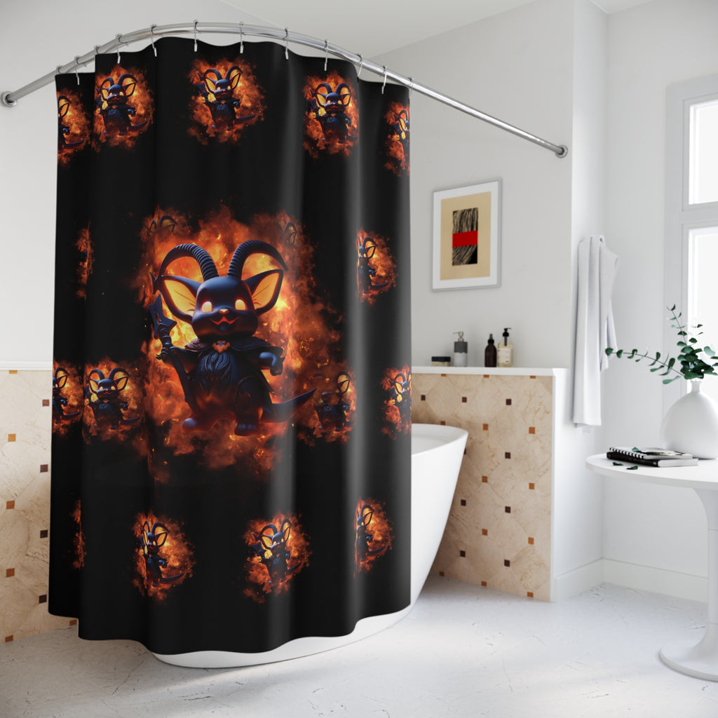 Whimsigoth Kawaii Baphomet Shower Curtain — Gothic Bathroom Decor