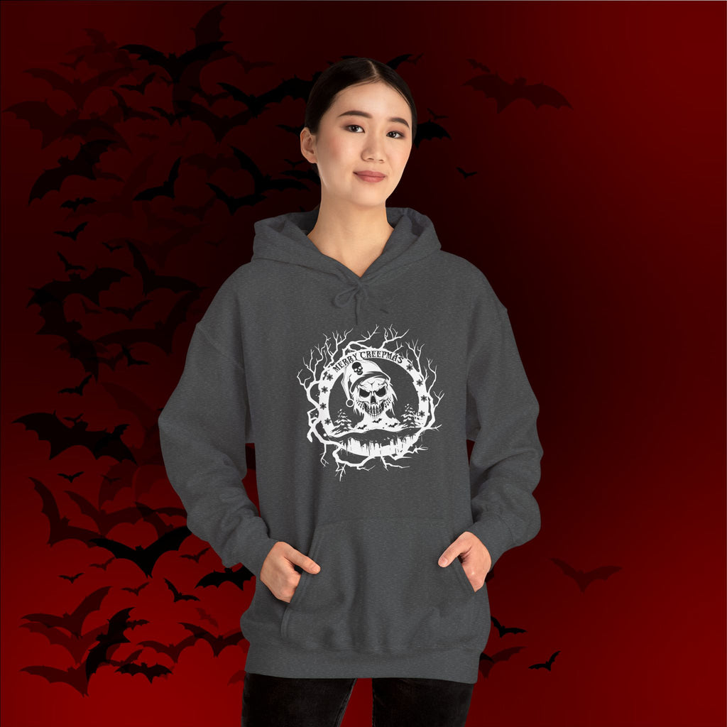 Merry Creepmas Hoodie — Gothic Christmas Skull Santa Pullover