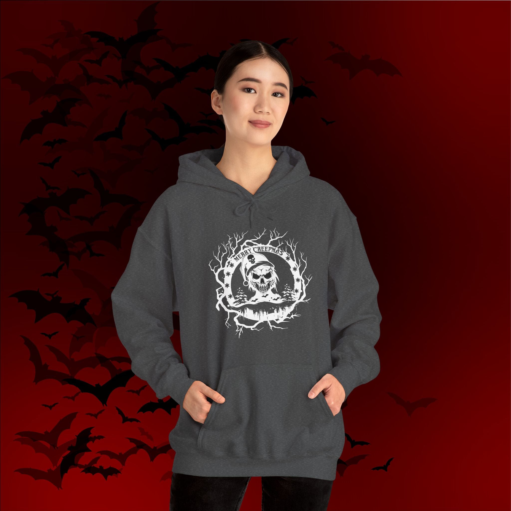 Merry Creepmas Hoodie — Gothic Christmas Skull Santa Pullover