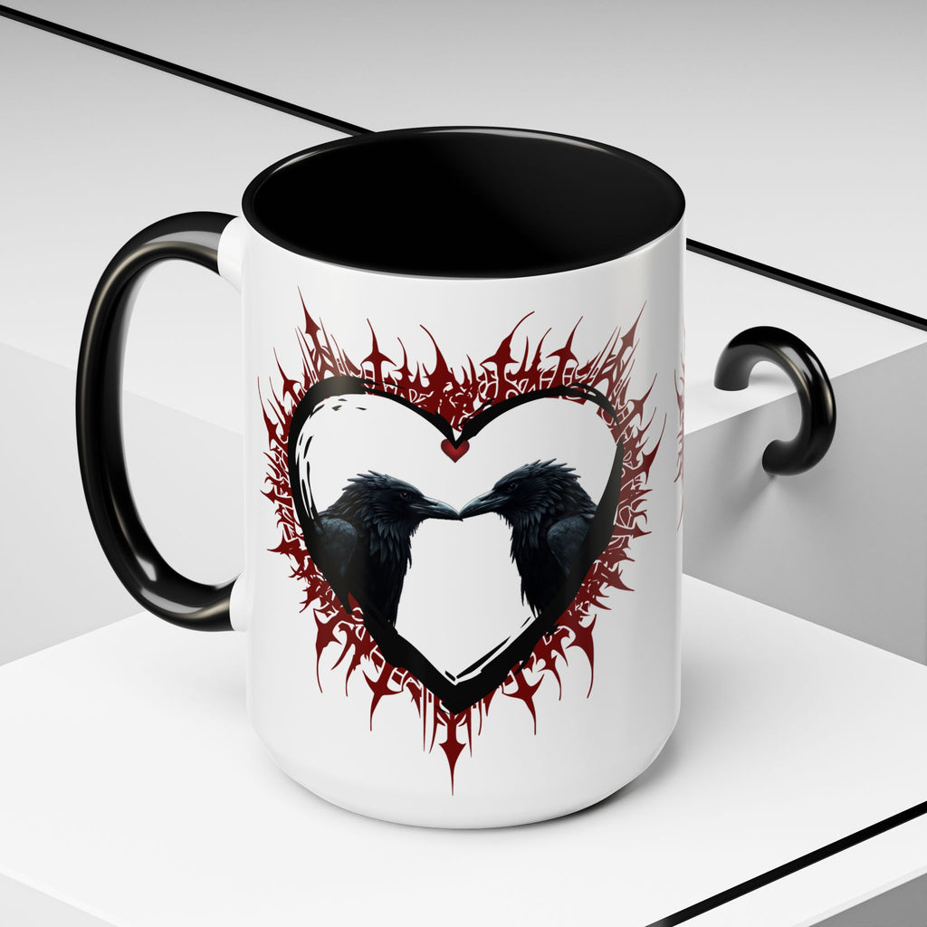 Raven Heart Gothic Coffee Mug — Dark Romance Corvid Design