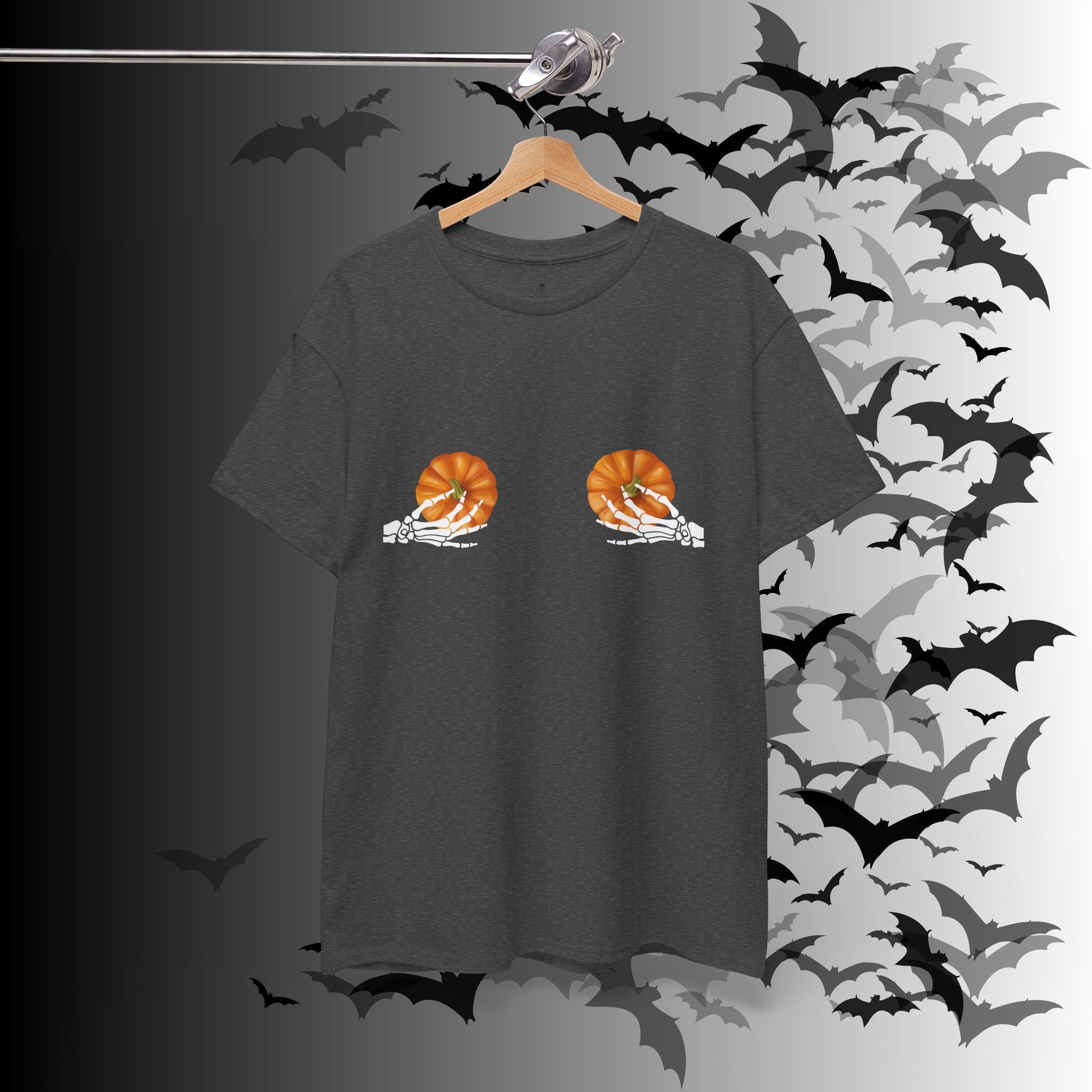 Skeleton Hands Pumpkin Halloween T-Shirt — Funny Spooky Season Tee