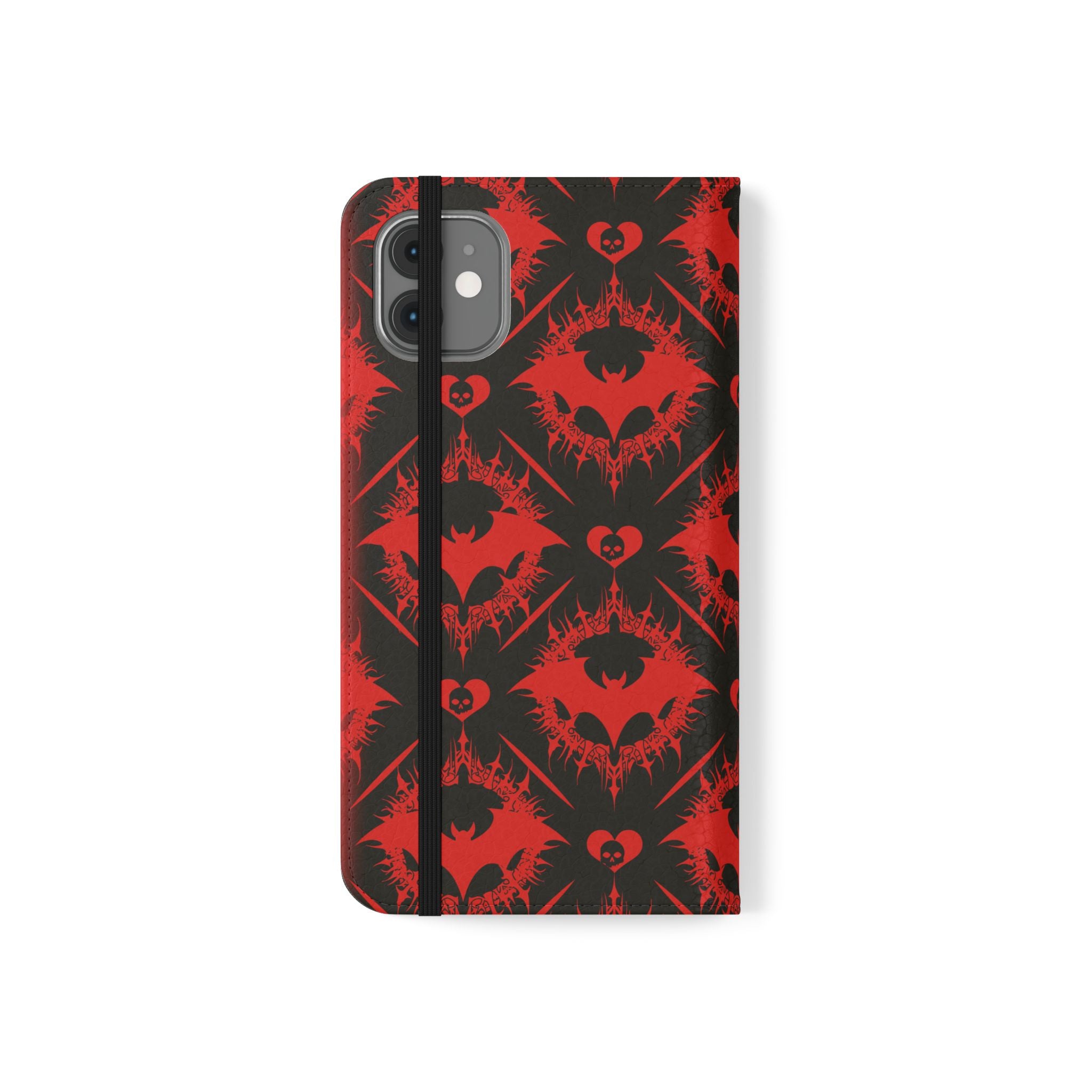 Gothic Bat Wallet Flip Case - Elegant Goth Phone Wallet - Bat Pattern Flip Case - Gothic Phone Case - Stylish Wallet Phone Case