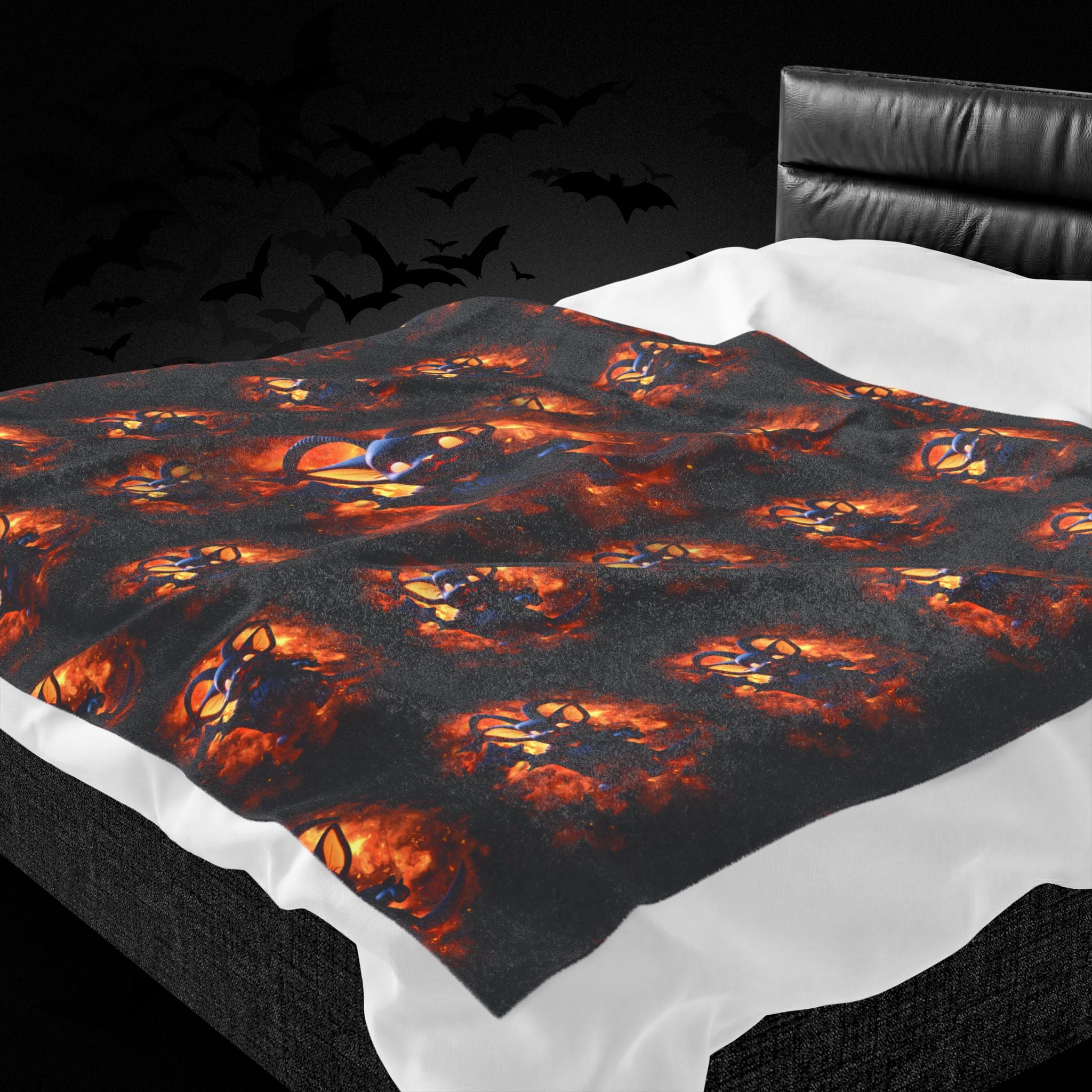 Whimsigoth Chibi Baphomet Throw Blanket — Gothic Occult Home Decor