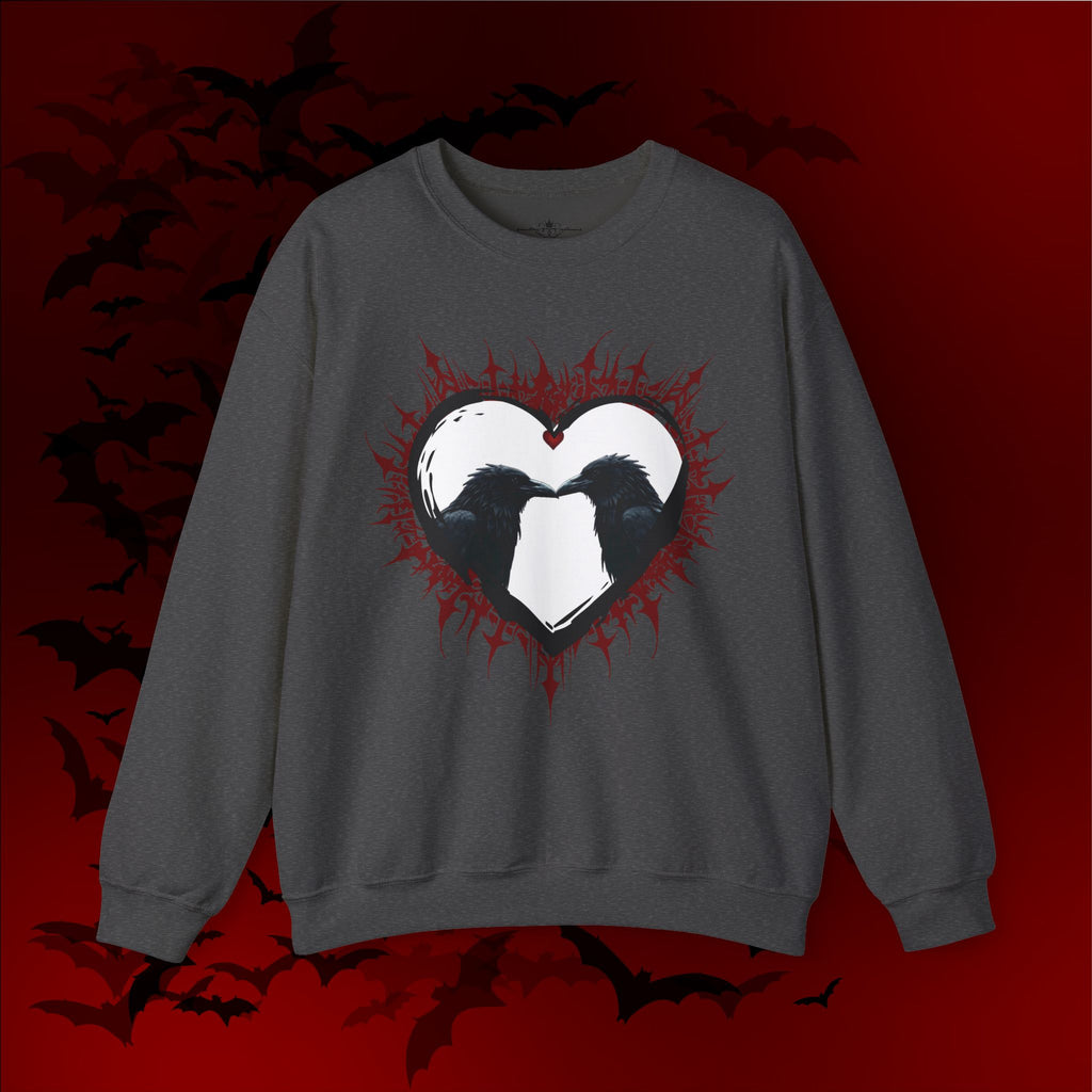 Gothic Raven Heart Crewneck Sweatshirt — Dark Romance Valentine's Day