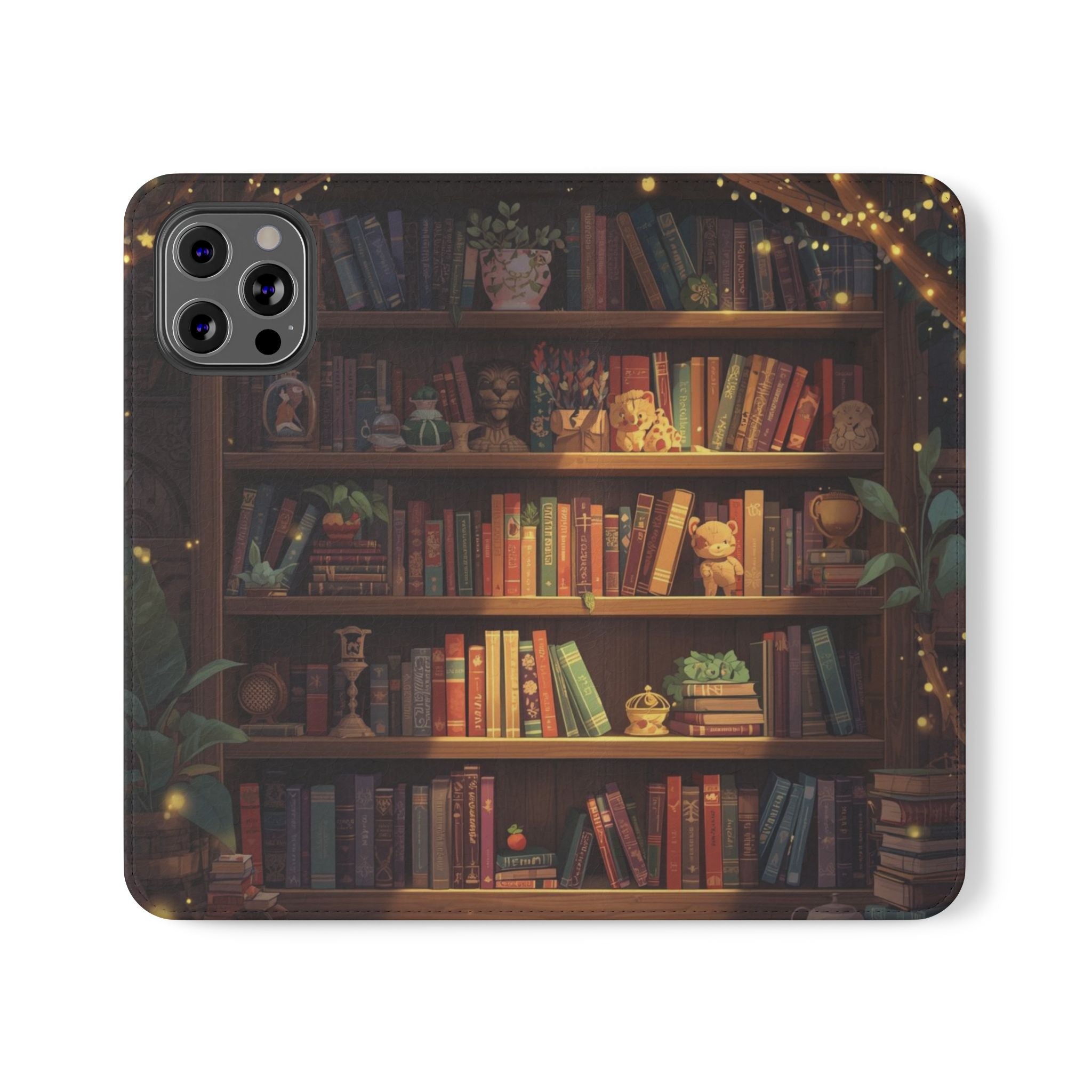 Whimsigoth Bookcase Wallet Flip Case - Romantasy Reader Phone Wallet - Book Pattern Flip Case - Bookish Phone Case
