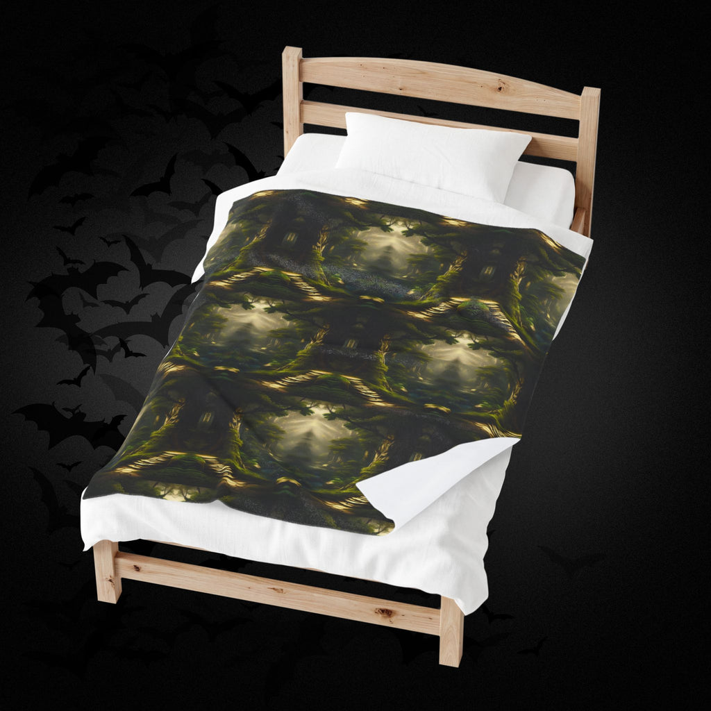 Mystical Forest Throw Blanket — Dark Cottagecore Woodland Home Decor