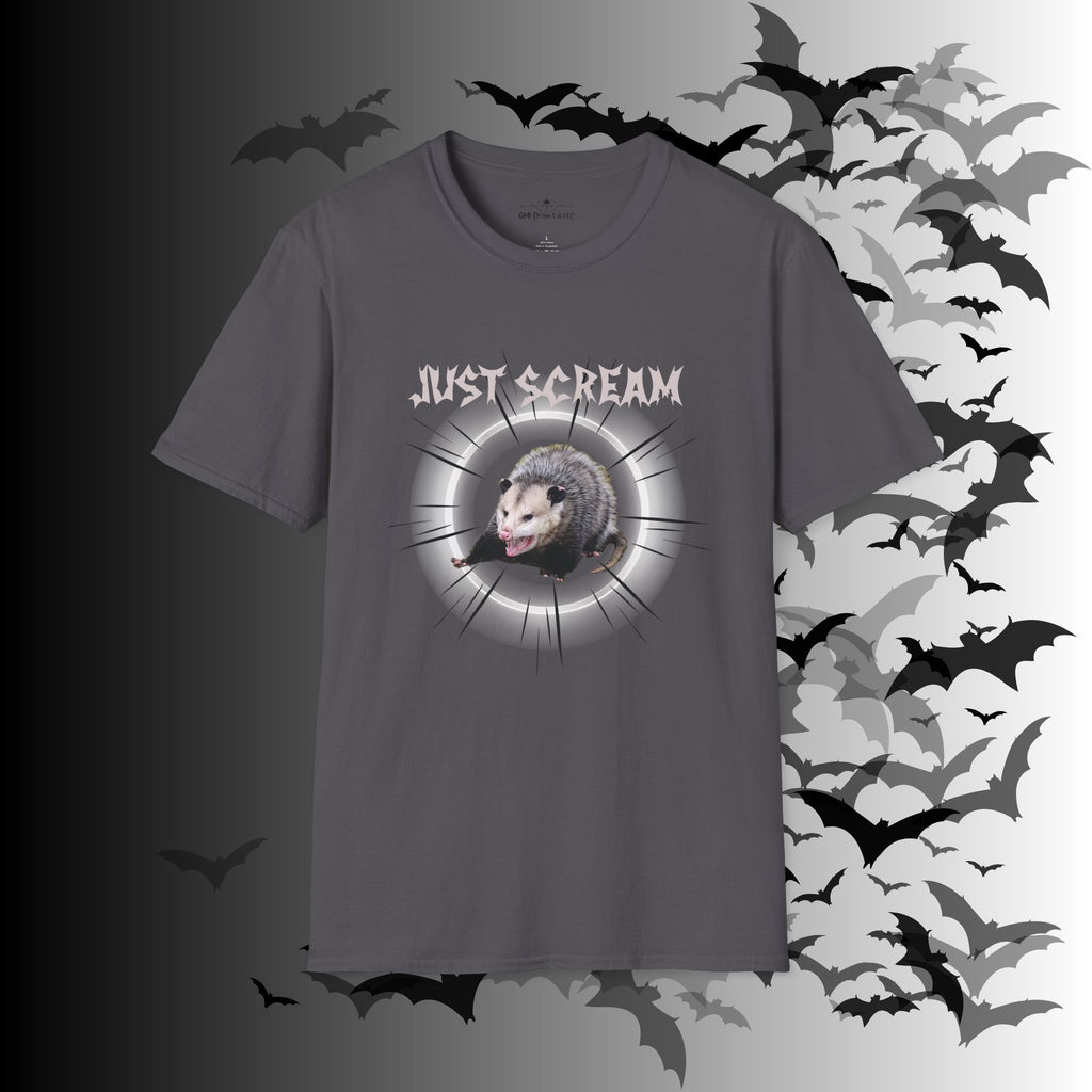 "Just Scream" Possum T-Shirt — Edgy Humor Gothic Tee