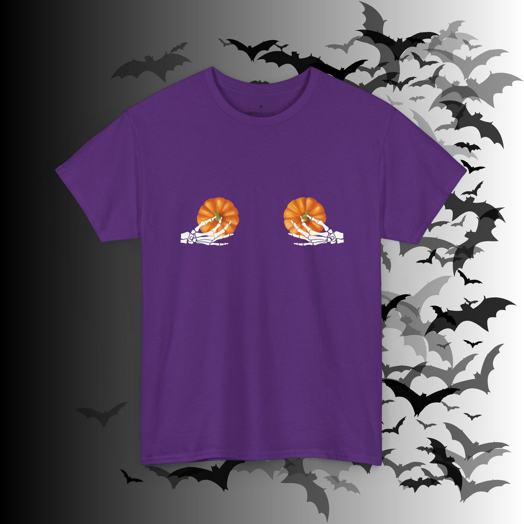 Skeleton Hands Pumpkin Halloween T-Shirt — Funny Spooky Season Tee