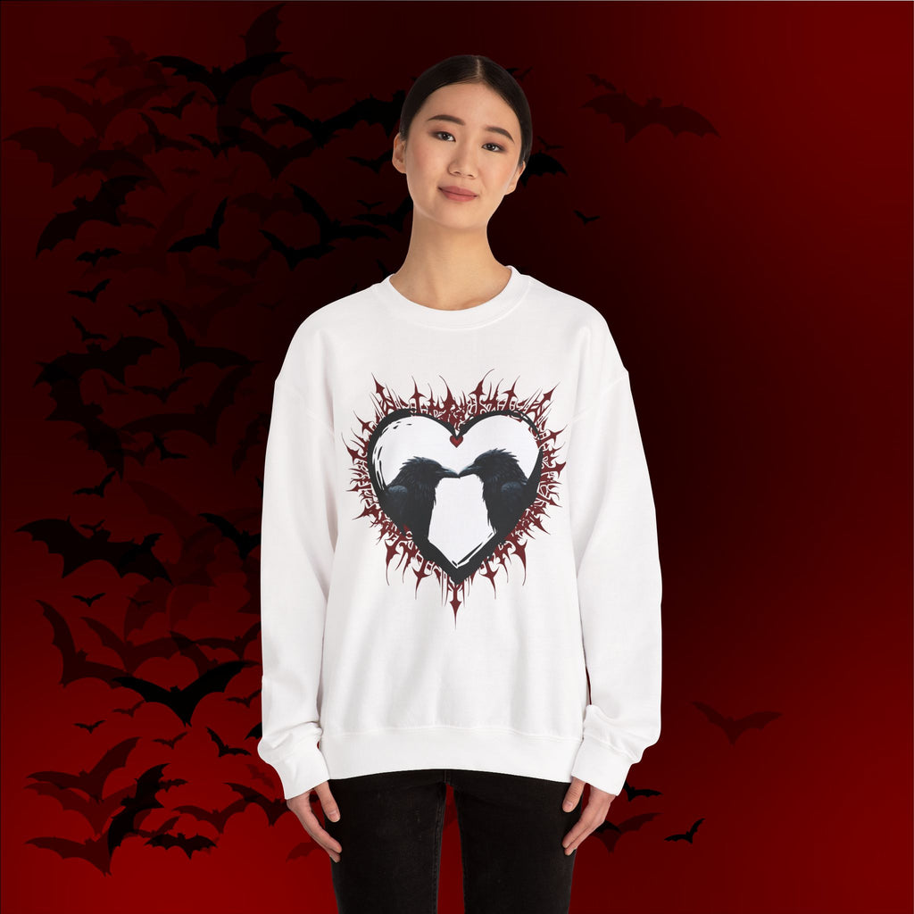 Gothic Raven Heart Crewneck Sweatshirt — Dark Romance Valentine's Day