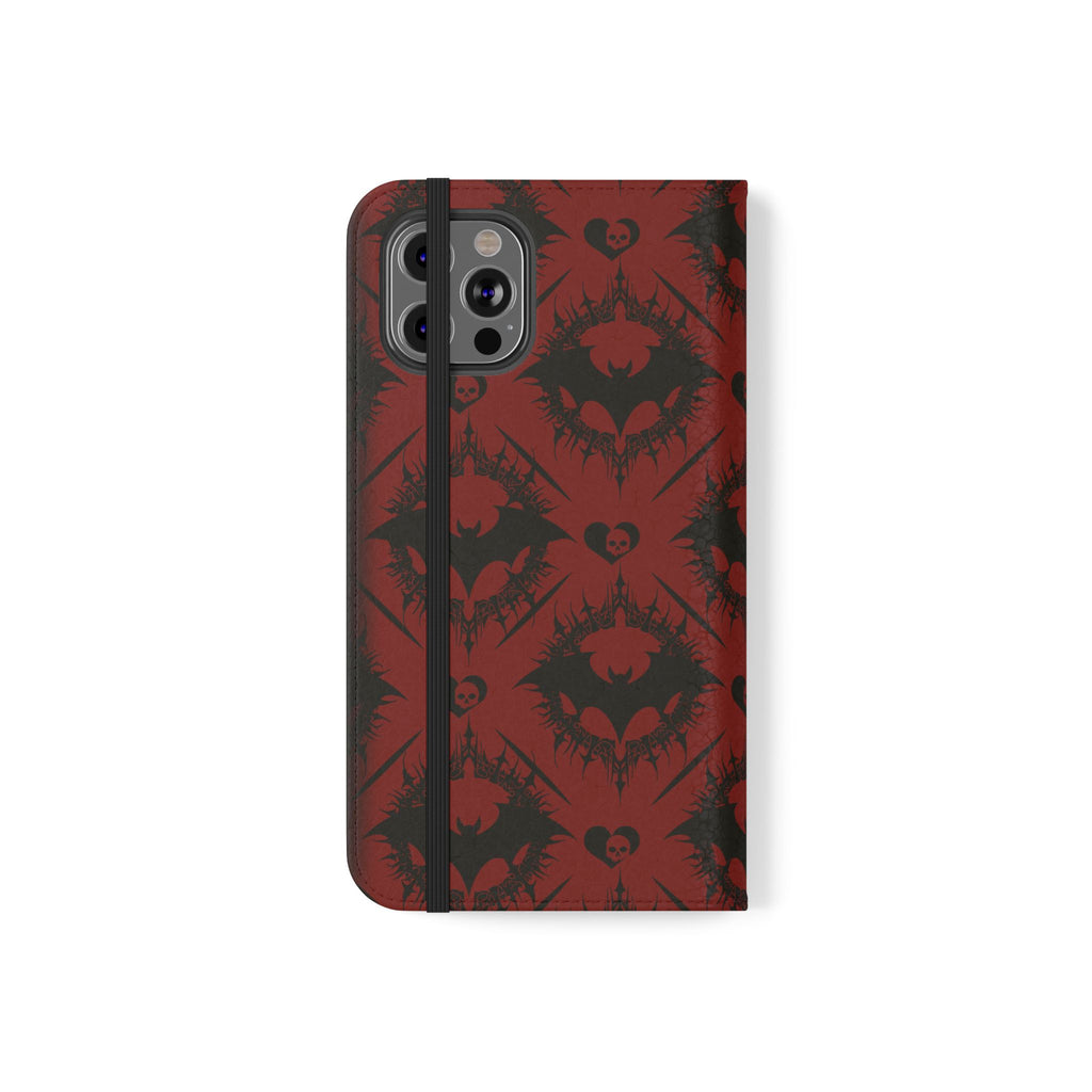 Copy of Gothic Bat Wallet Flip Case - Elegant Goth Phone Wallet - Bat Pattern Flip Case - Gothic Phone Case - Stylish Wallet Phone Case