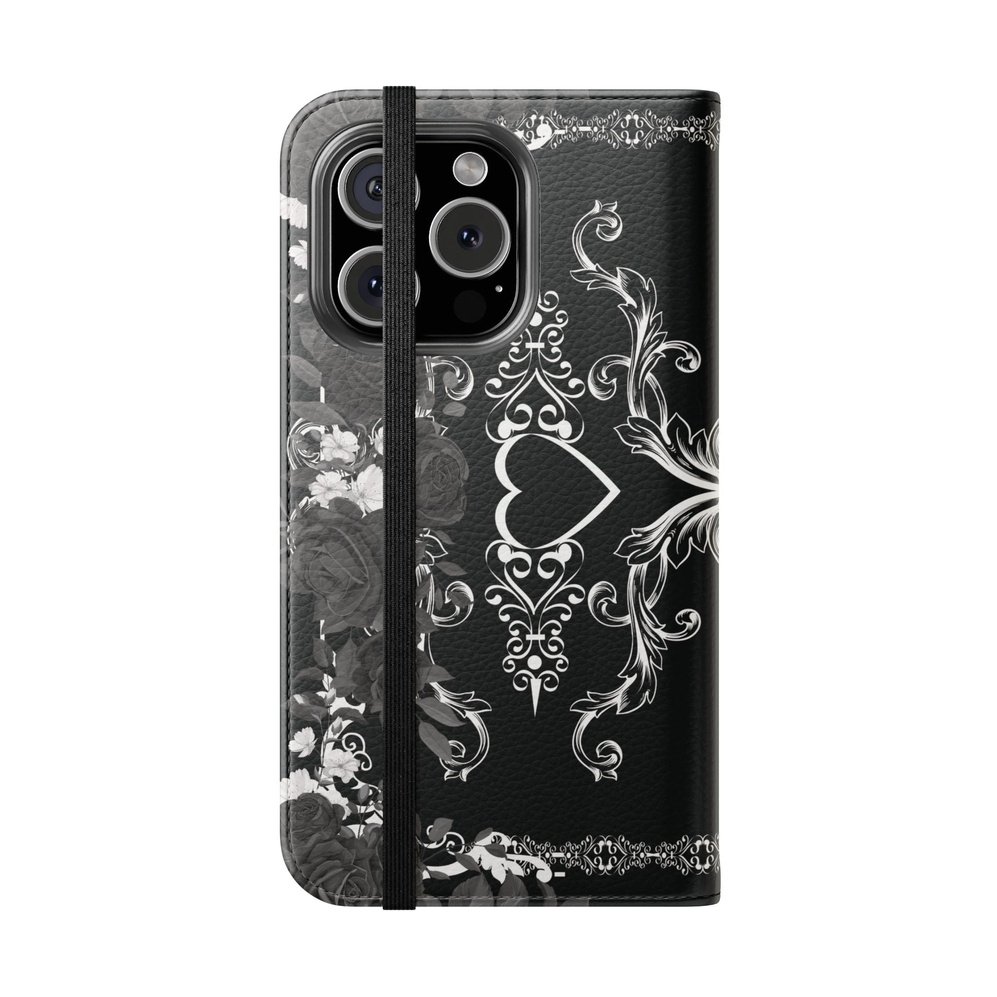 Romantic Goth Wallet Flip Case - Goth Botanical Phone Case