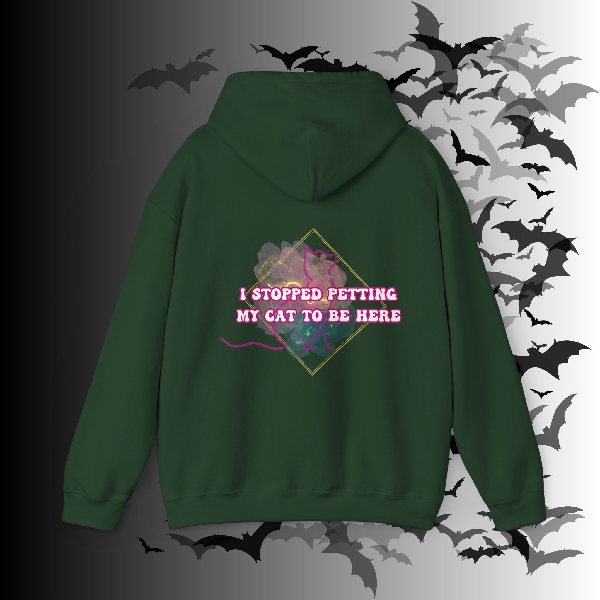 I Stopped Petting My Cat To Be Here Hoodie — Funny Cat Lover Back Print
