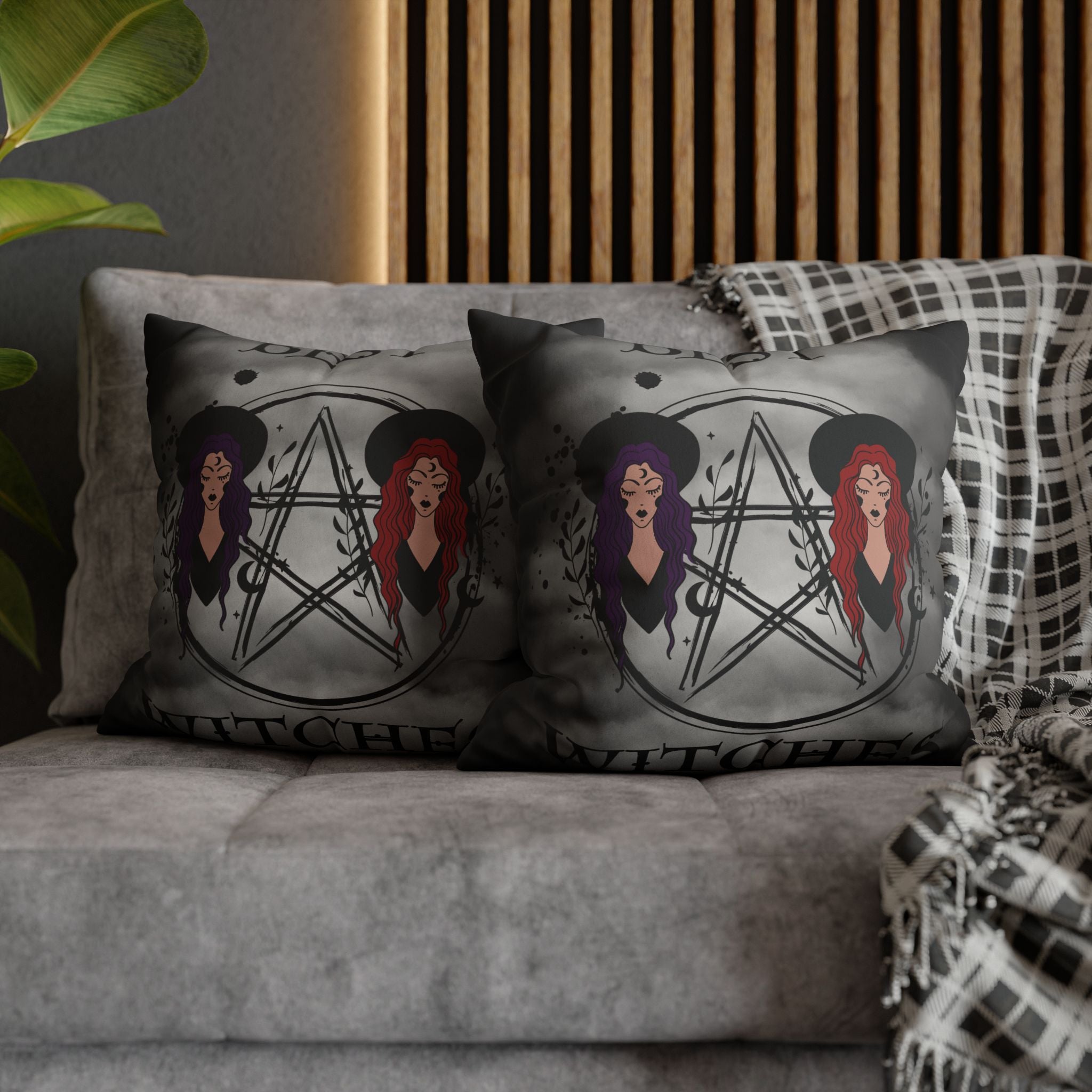 Best Witches Gothic BFF Throw Pillow — Witch Dark Cottagecore Home Decor
