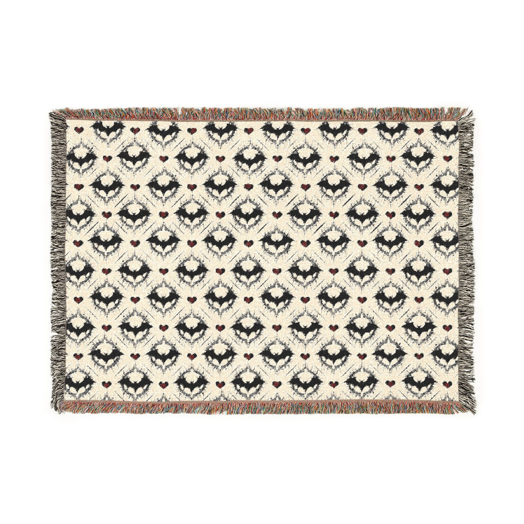 Gothic Bat Pattern Woven Cotton Throw Blanket — Fringe Bat Home Decor