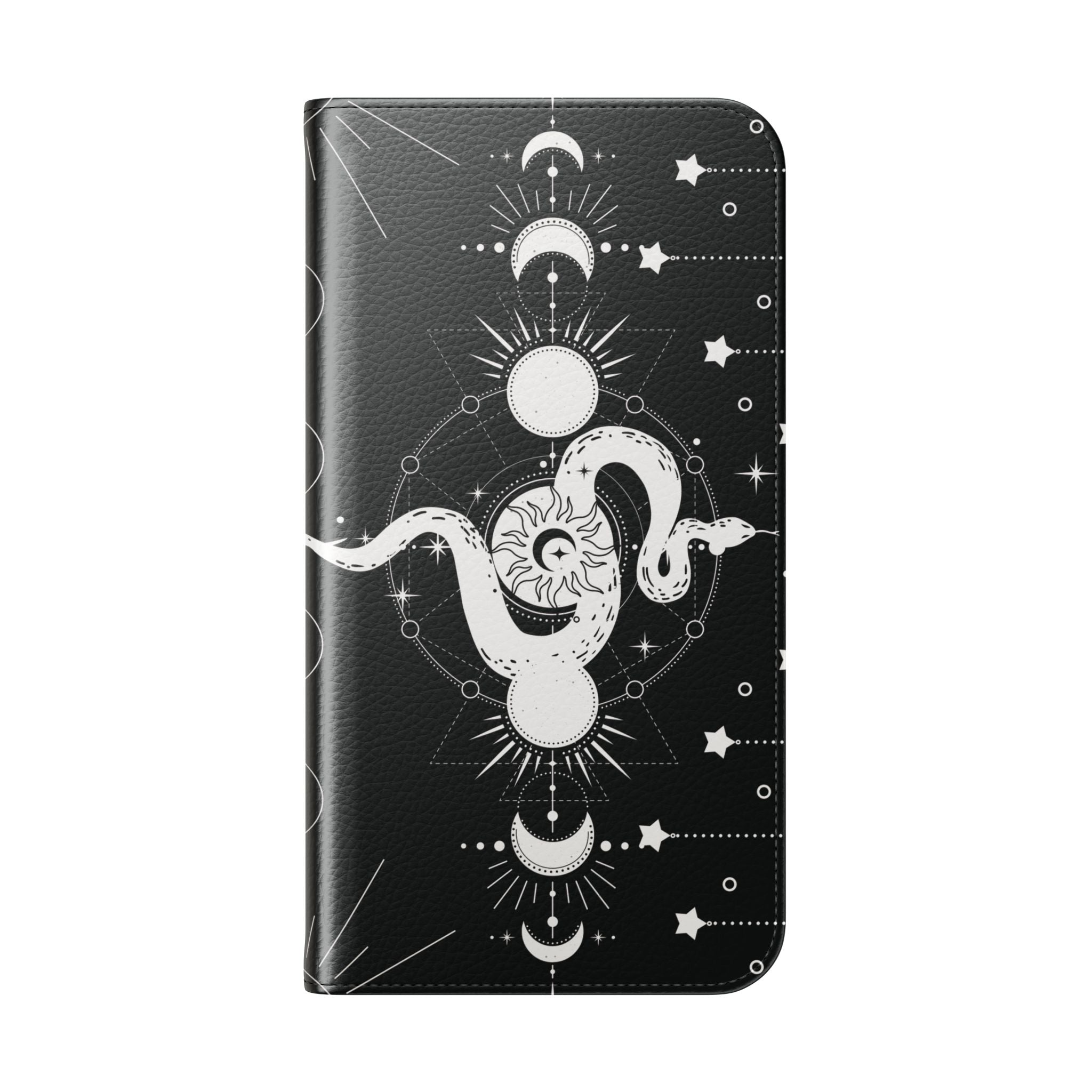 Gothic Style Celestial Snake Moon Phases Wallet Flip PhoneCase - Celestial Style Phone Case for iPhone and Samsung - Moon Phases Wallet Case