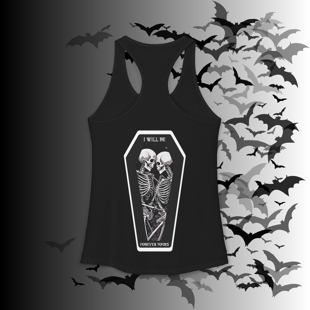 Gothic Skeleton Heart "Forever Yours" Racerback Tank Top — Dark Romance Front & Back