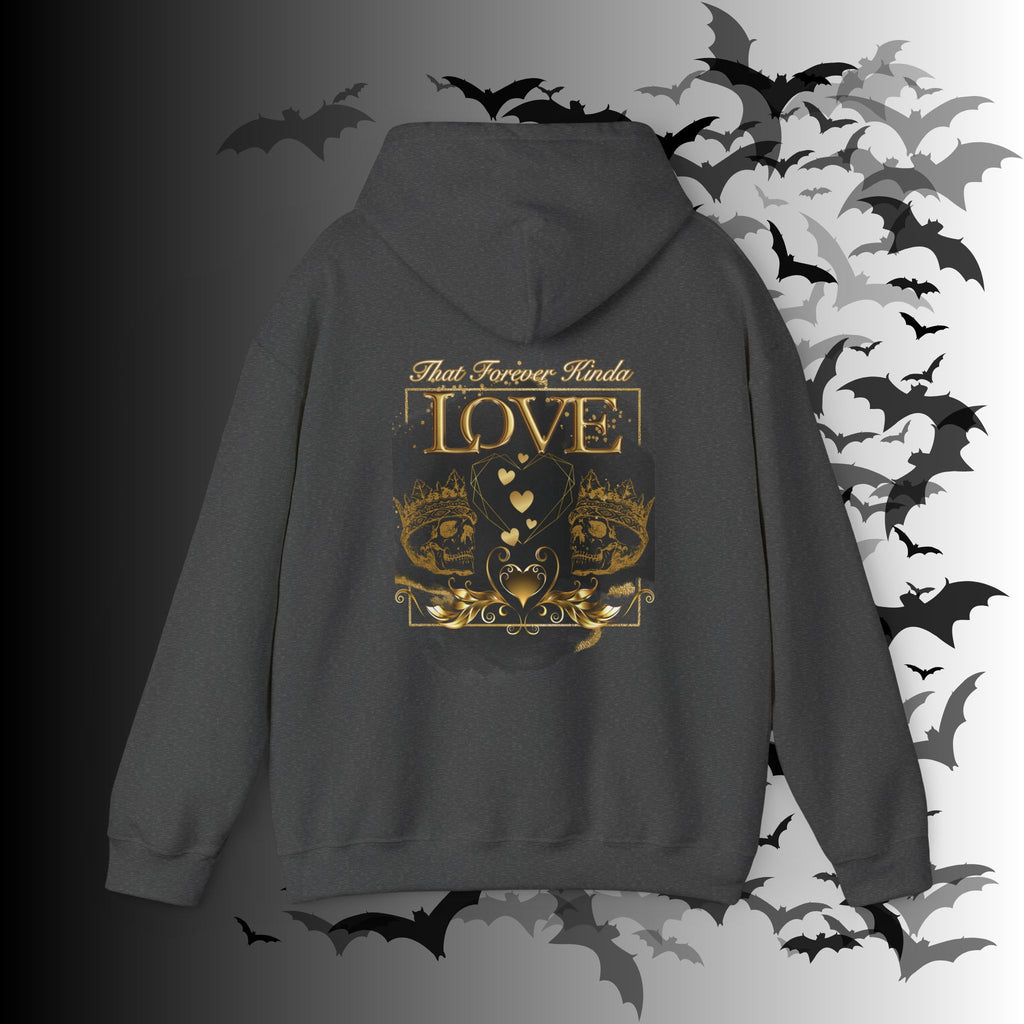That Forever Kinda Love Hoodie — Gothic Gold Skull Couples Pullover