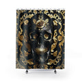 Gothic Black & Gold Skull Shower Curtain — Luxury Baroque Bathroom Decor