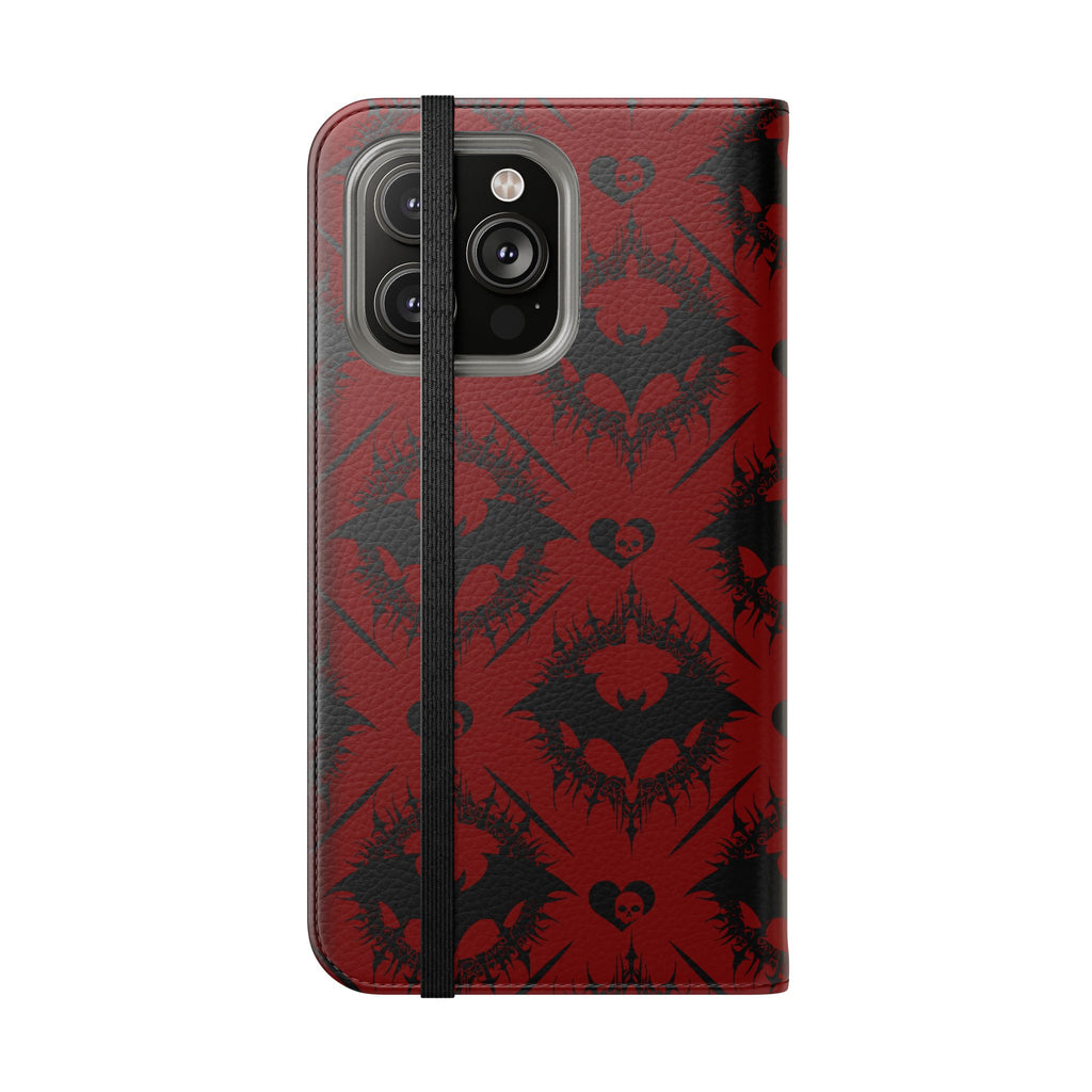 Copy of Gothic Bat Wallet Flip Case - Elegant Goth Phone Wallet - Bat Pattern Flip Case - Gothic Phone Case - Stylish Wallet Phone Case