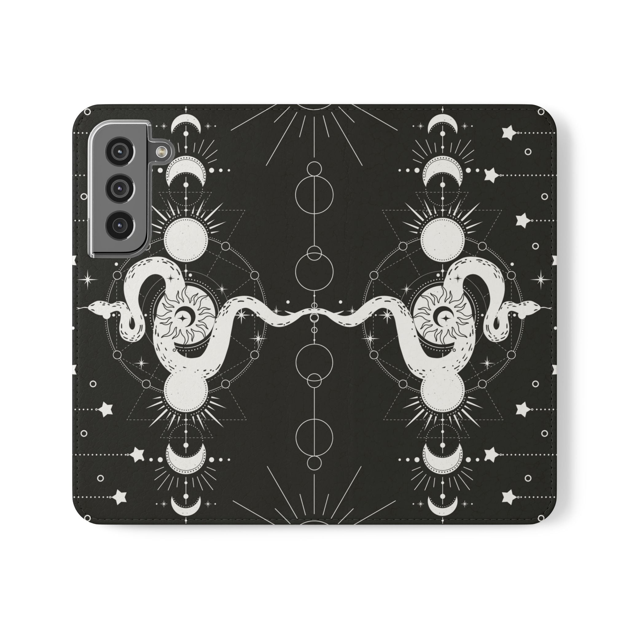 Gothic Style Celestial Snake Moon Phases Wallet Flip PhoneCase - Celestial Style Phone Case for iPhone and Samsung - Moon Phases Wallet Case