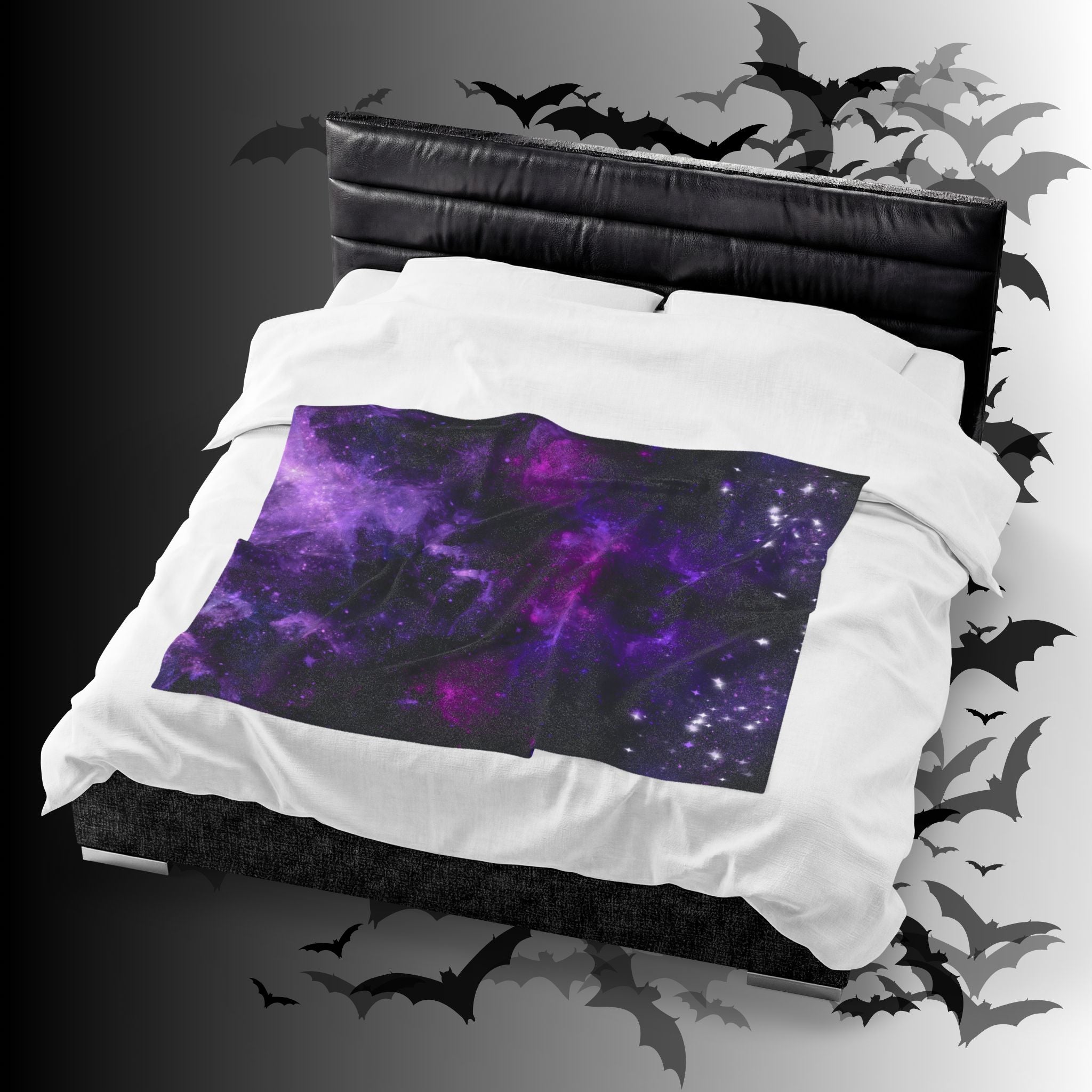 Pastel Goth Purple Galaxy Throw Blanket — Cosmic Nebula Home Decor
