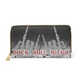 Rock Roll Blegh Skeleton Hands Wallet | Gothic Faux Leather Zipper Clutch