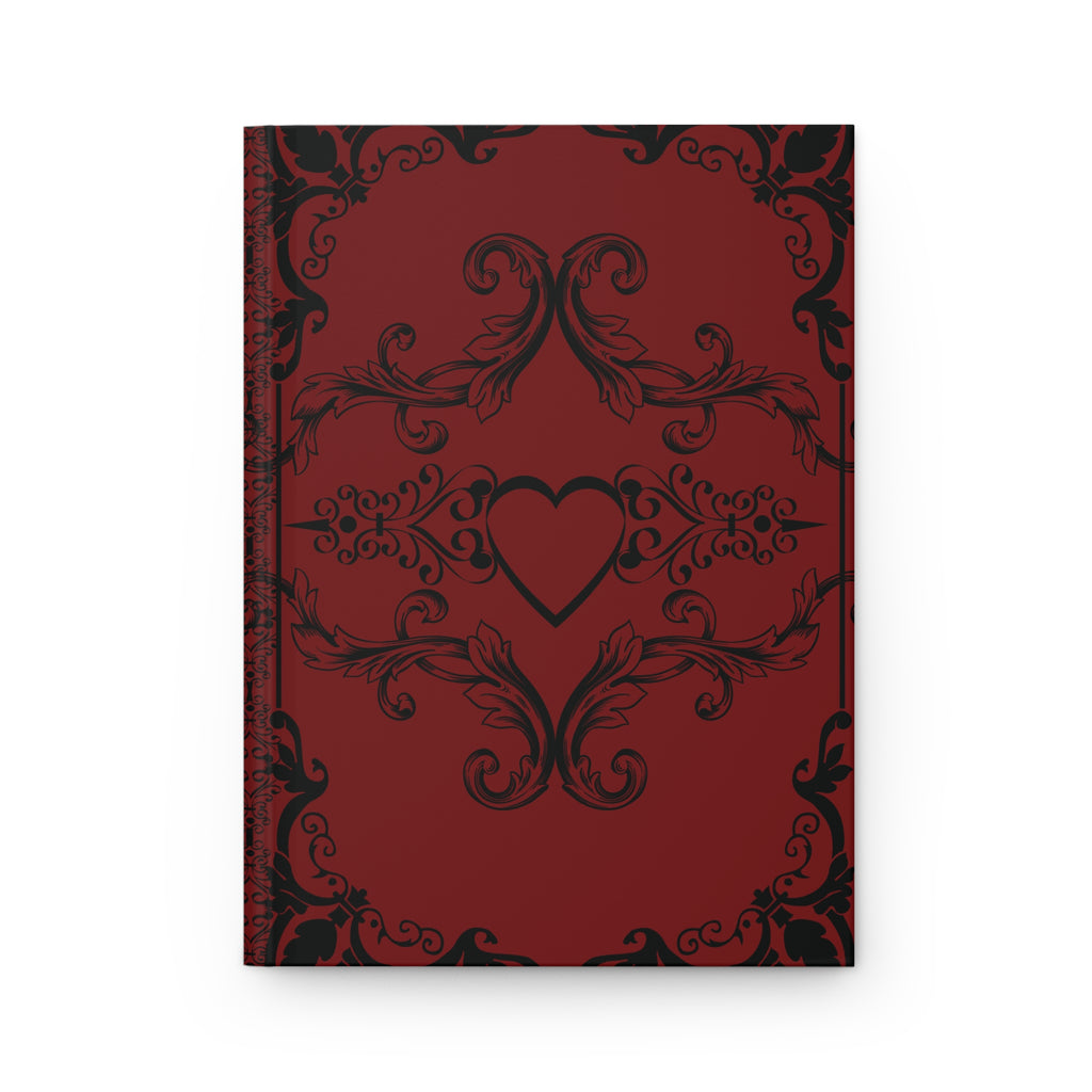 Crimson Gothic Dark Romance Journal — Red & Black Victorian Heart Hardcover