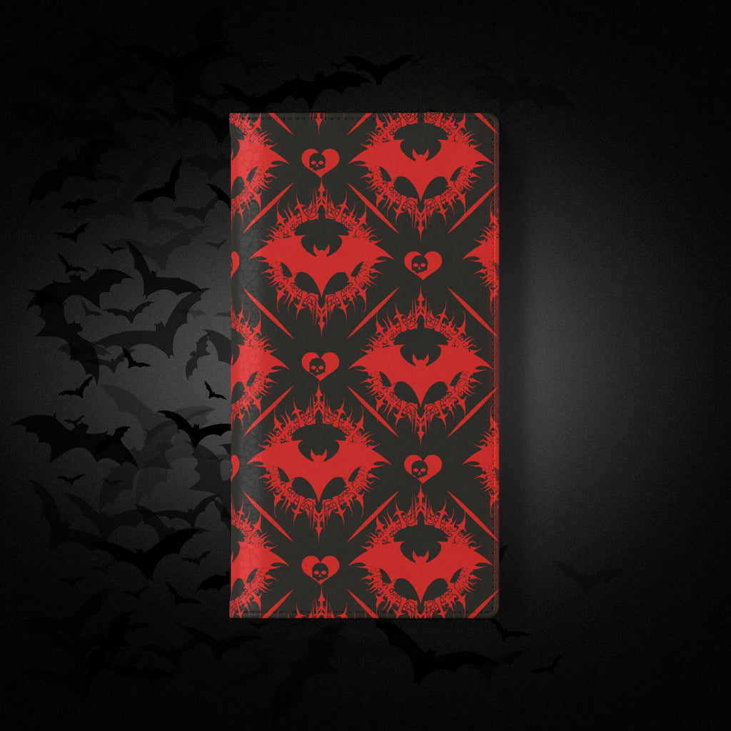 Gothic Bat Wallet Flip Case - Elegant Goth Phone Wallet - Bat Pattern Flip Case - Gothic Phone Case - Stylish Wallet Phone Case