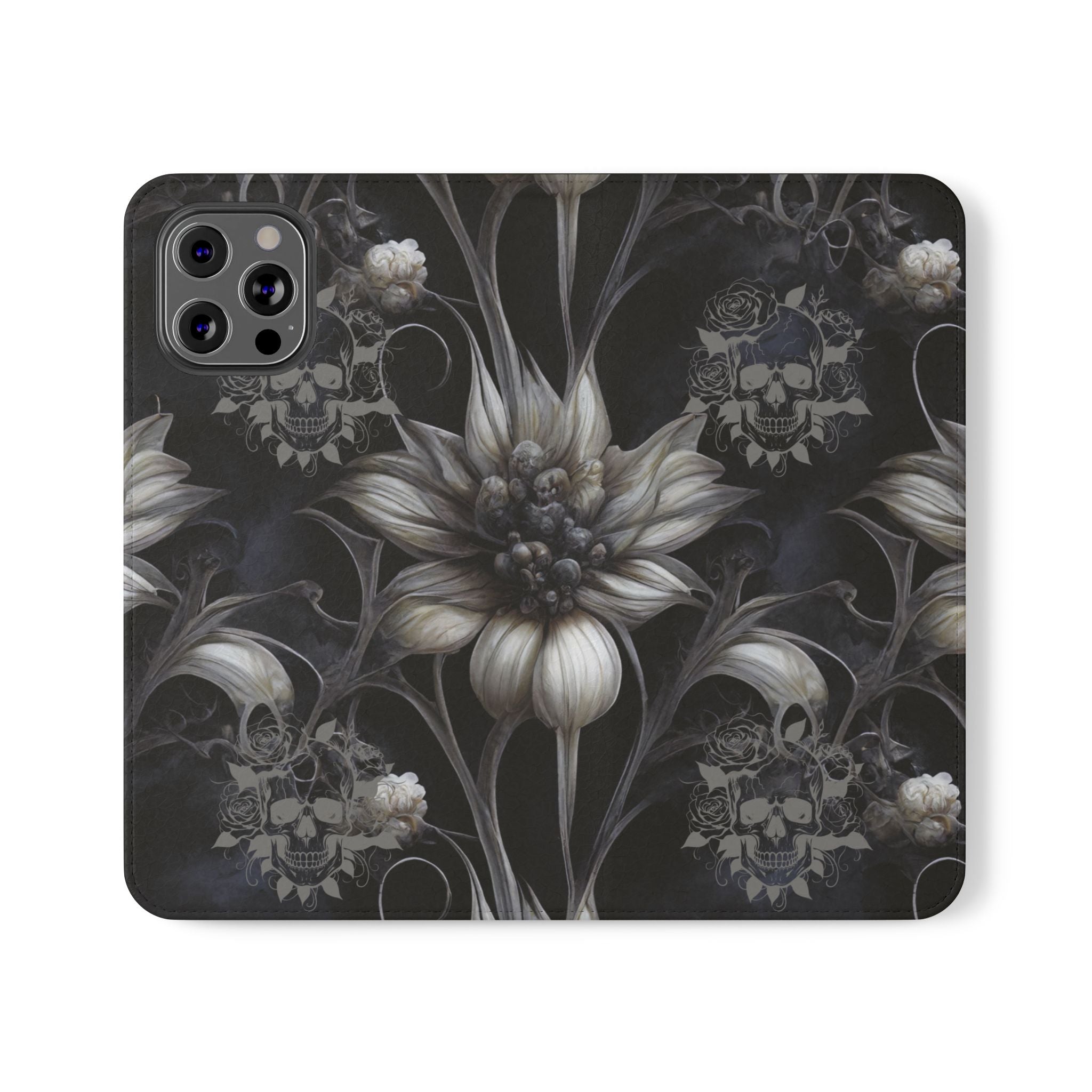 Goth Botanical Flip Wallet Case for iPhone and Samsung Galaxy Phones
