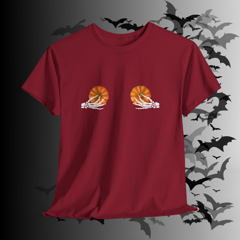 Skeleton Hands Pumpkin Halloween T-Shirt — Funny Spooky Season Tee