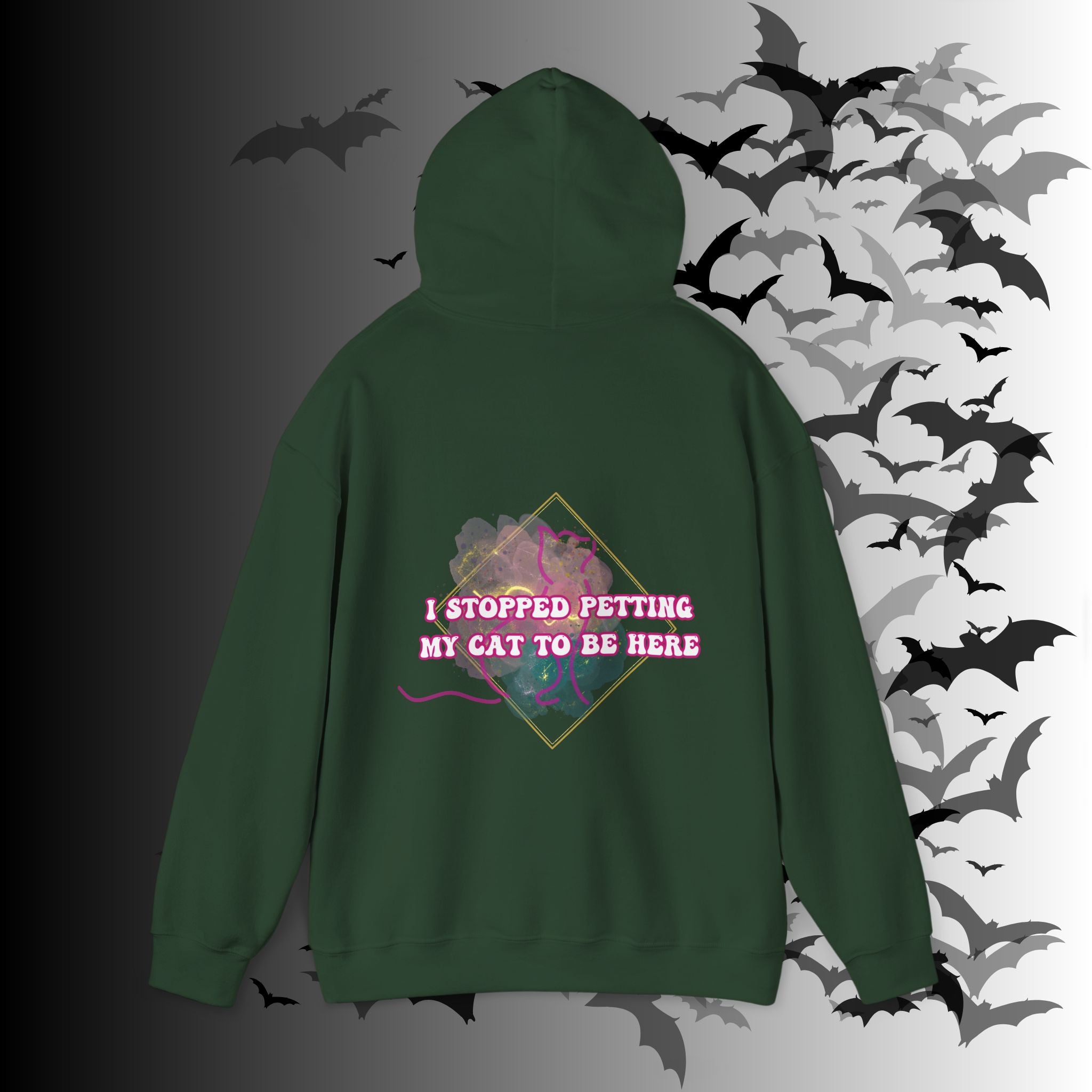 I Stopped Petting My Cat To Be Here Hoodie — Funny Cat Lover Back Print