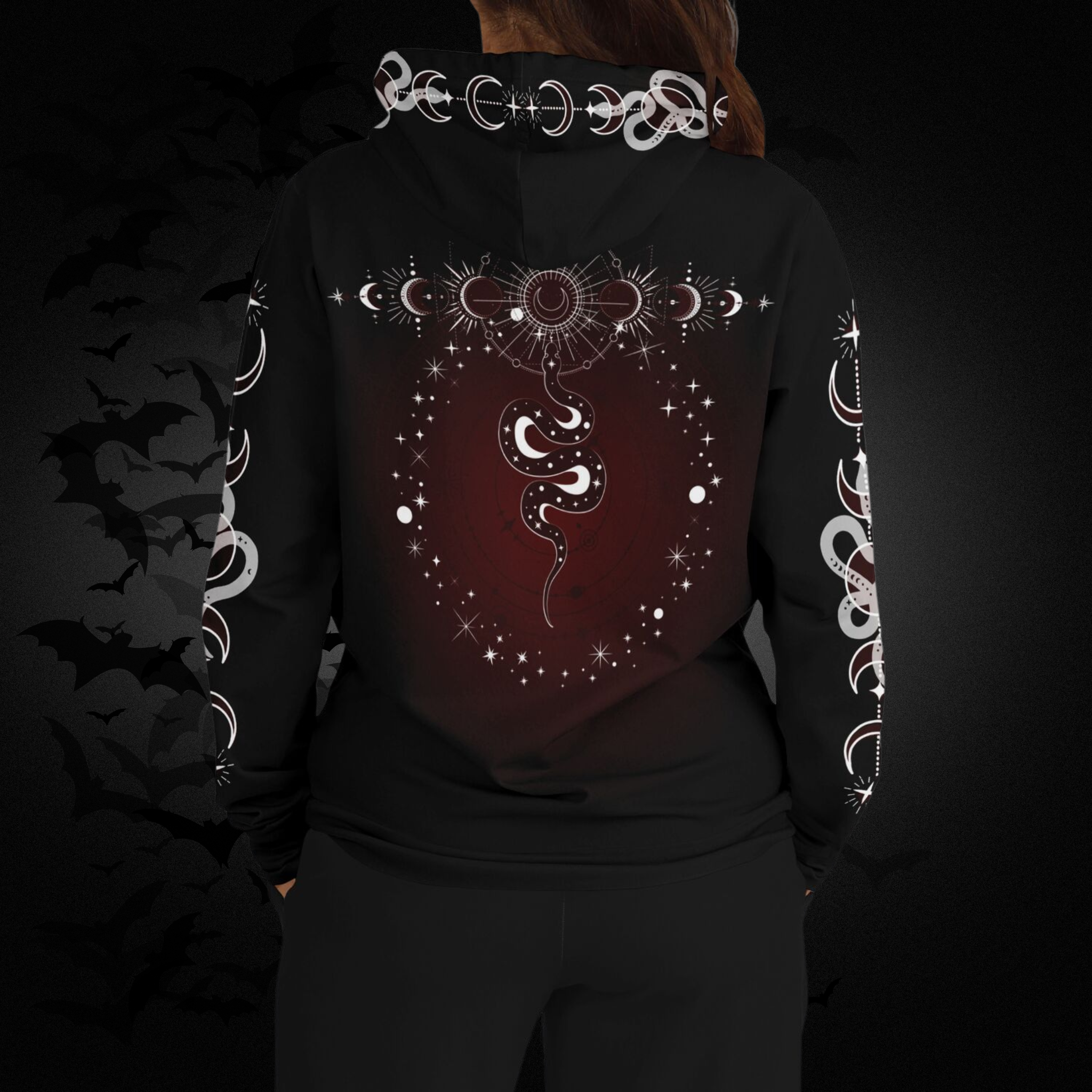 Celestial Serpent All Over Print Hoodie – Crimson