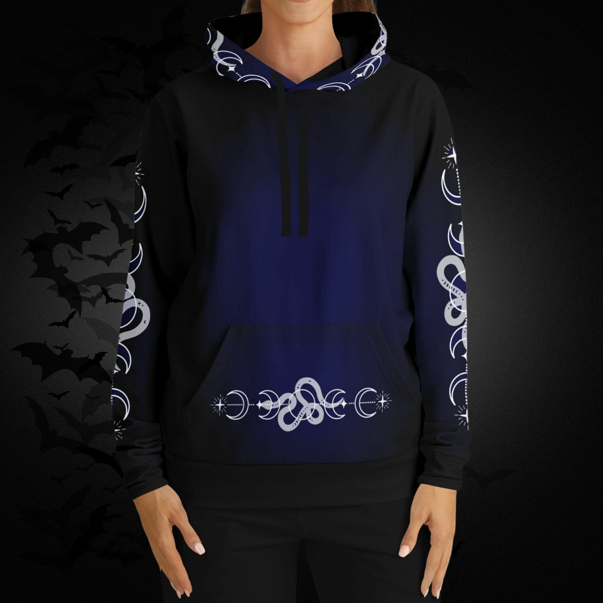 Celestial Serpent All Over Print Hoodie – Midnight Navy