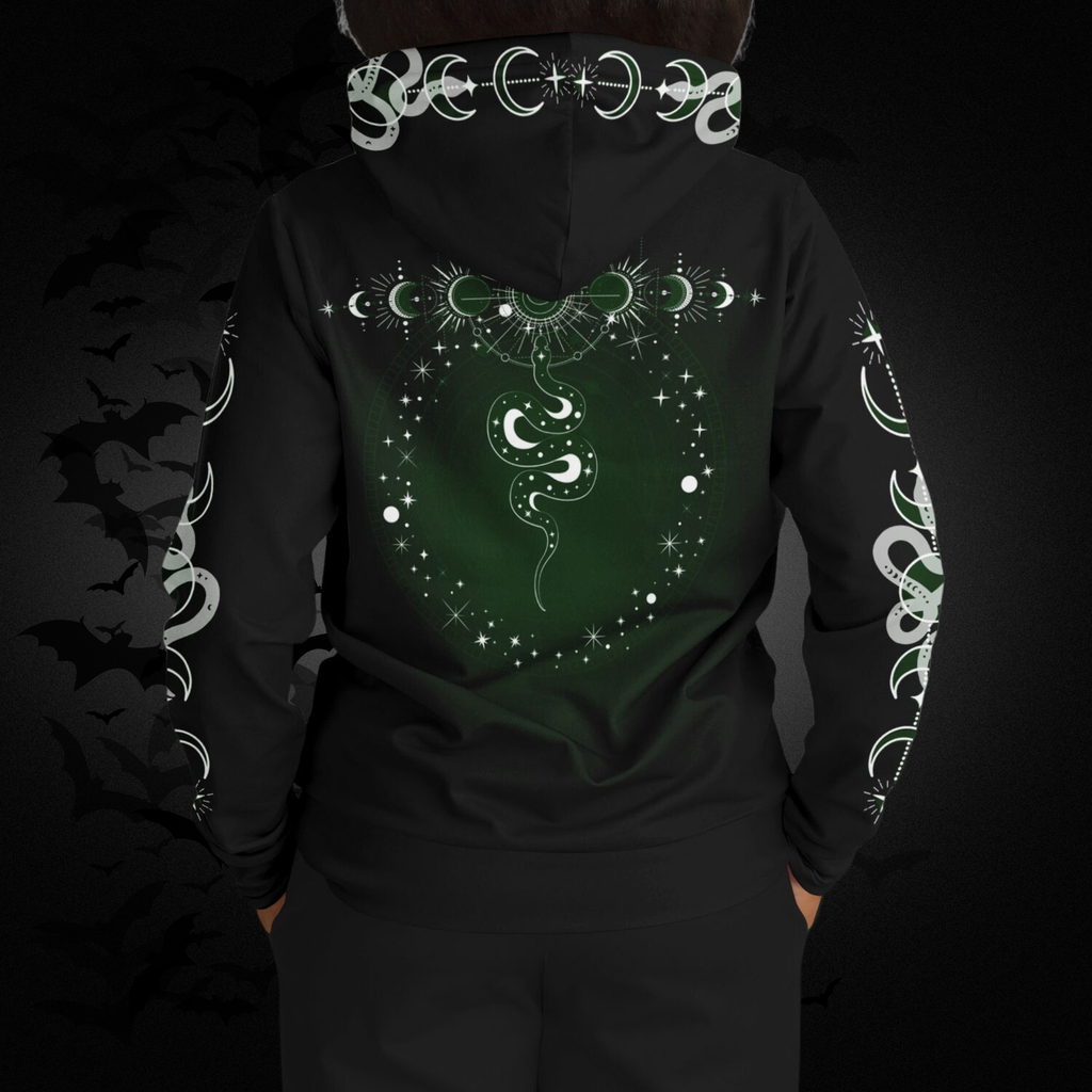 Celestial Serpent All Over Print Hoodie – Forest Green
