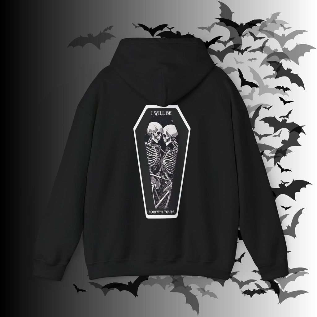 Gothic Skeleton "Forever Yours" Couples Hoodie — Dark Romance Front & Back Print