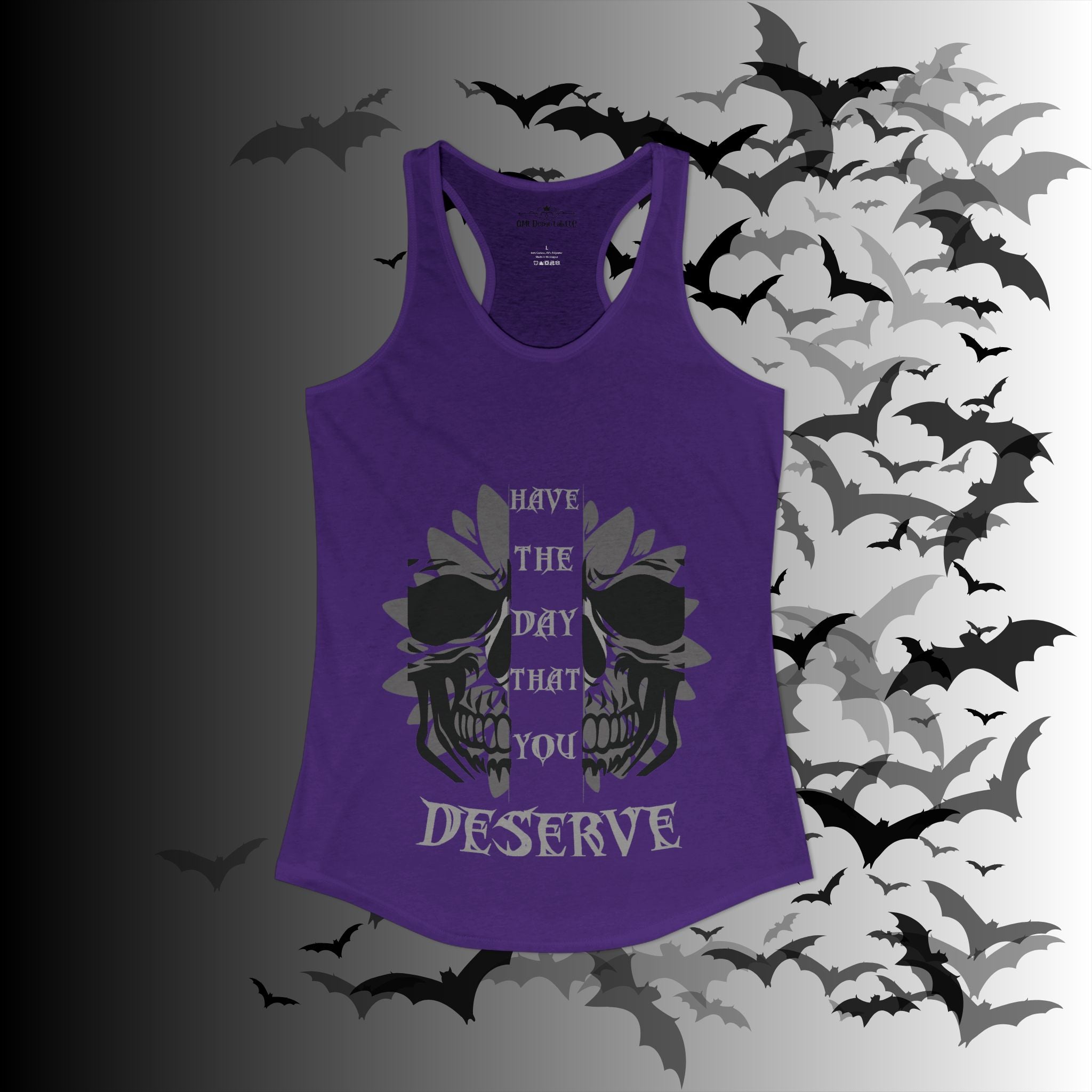 "Have the Day You Deserve" Gothic Skull Floral Tank Top