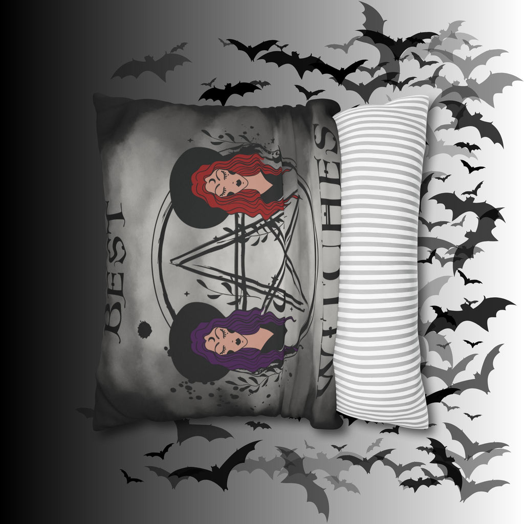 Best Witches Gothic BFF Throw Pillow — Witch Dark Cottagecore Home Decor