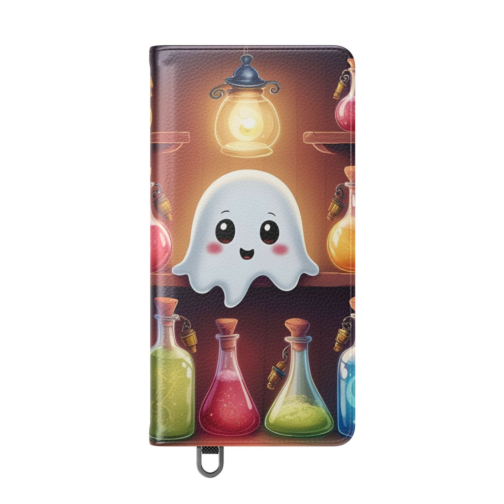 Apothecary Ghost Flip Wallet Case - Spooky Halloween Phone Case - Gothic Ghost Smartphone Case -  Ghost on a Shelf Wallet Case