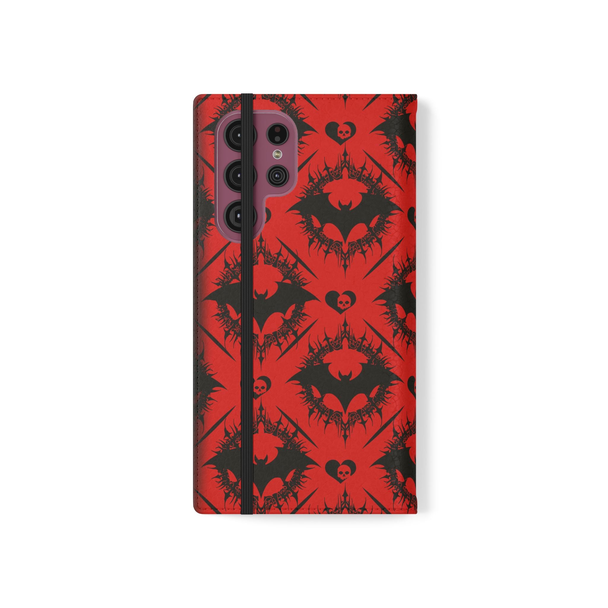 Gothic Bat Wallet Flip Case - Elegant Goth Phone Wallet - Bat Pattern Flip Case - Gothic Phone Case - Stylish Wallet Phone Case
