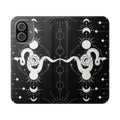 Gothic Style Celestial Snake Moon Phases Wallet Flip PhoneCase - Celestial Style Phone Case for iPhone and Samsung - Moon Phases Wallet Case