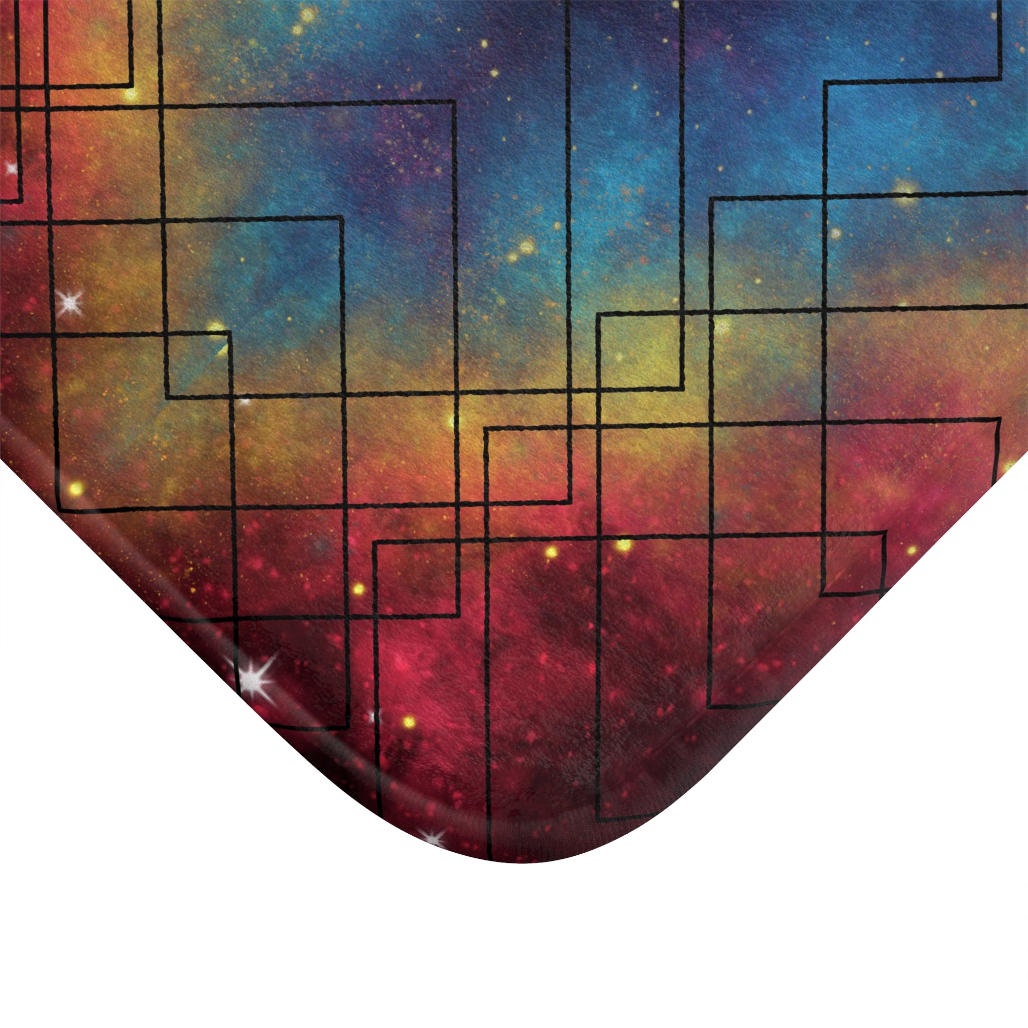 Rainbow Galaxy Geometric Bath Mat — Colorful Space Bathroom Decor