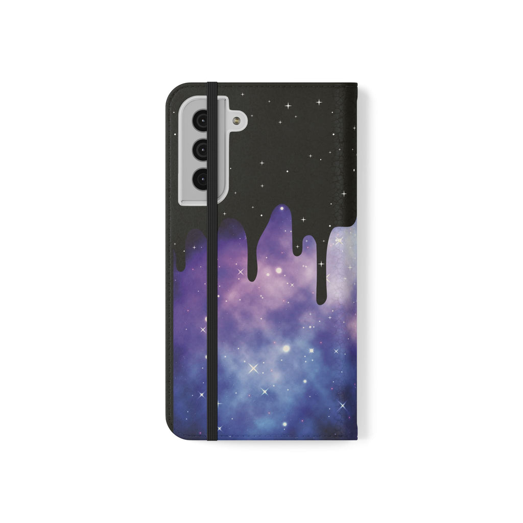 Pastel Goth Drippy Galaxy Flip Wallet Phone Case - Wallet Case for Samsung and iPhone - Gothic Style Wallet Phone Cases