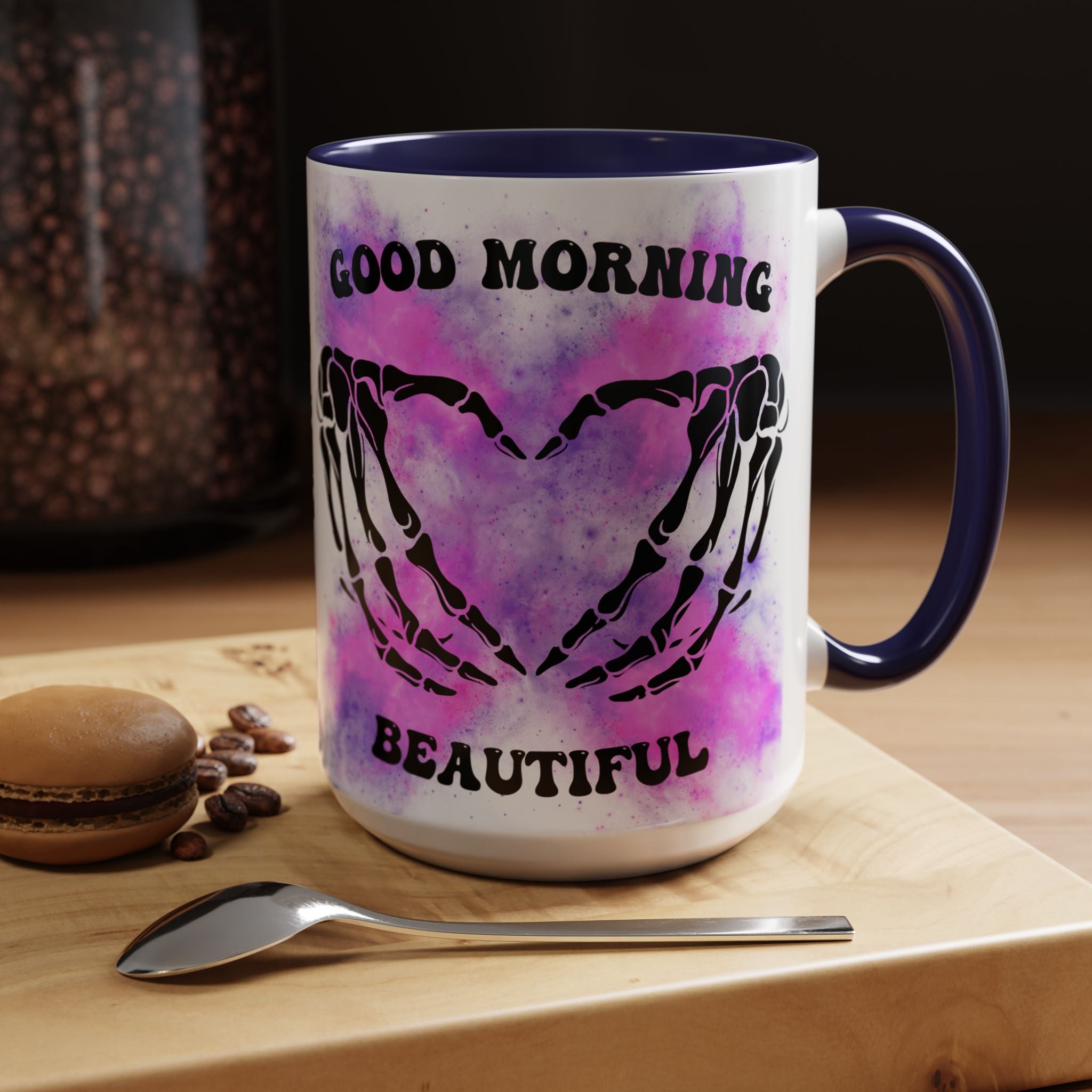 Good Morning Beautiful Fuck Off Skeleton Hands Accent Coffee Mug