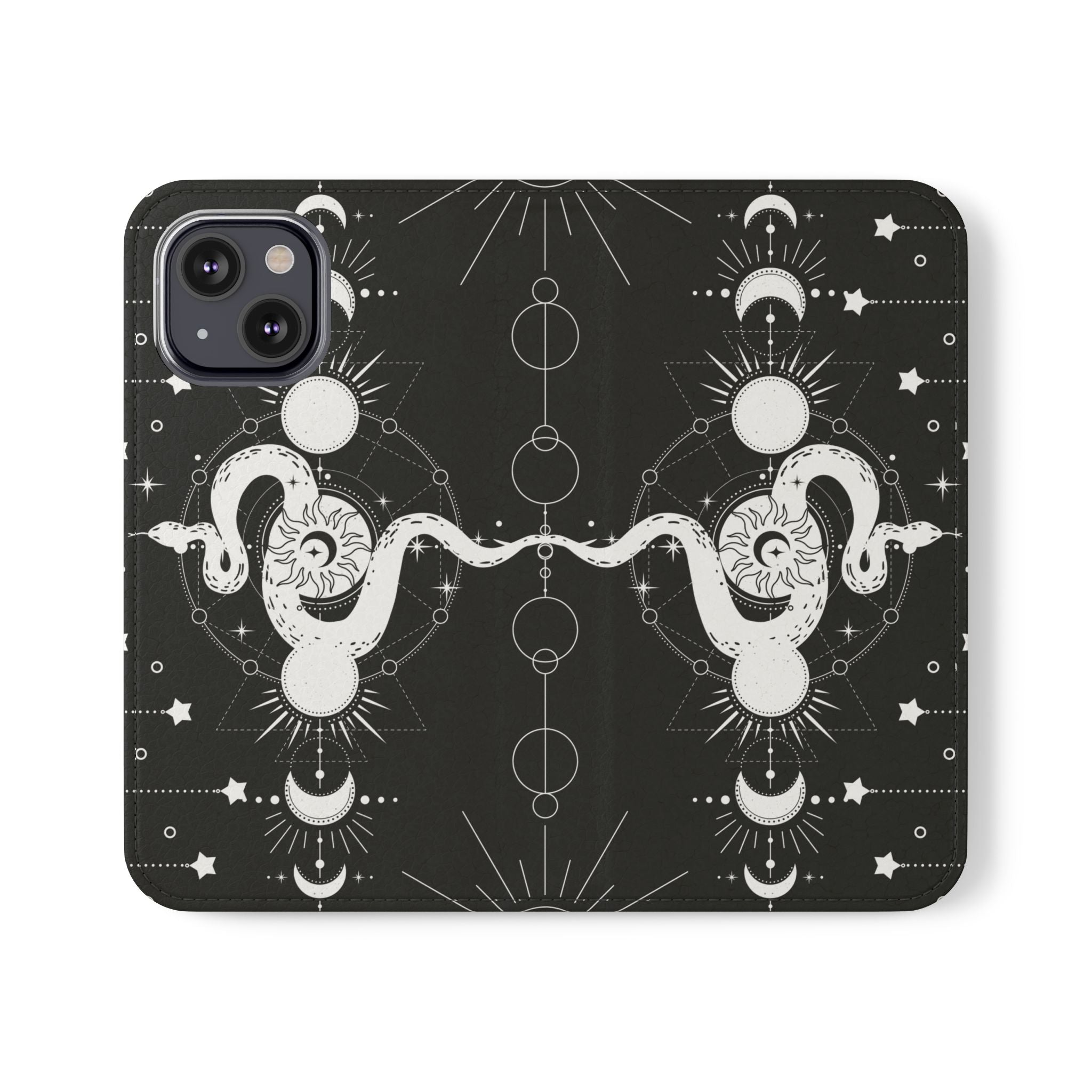 Gothic Style Celestial Snake Moon Phases Wallet Flip PhoneCase - Celestial Style Phone Case for iPhone and Samsung - Moon Phases Wallet Case